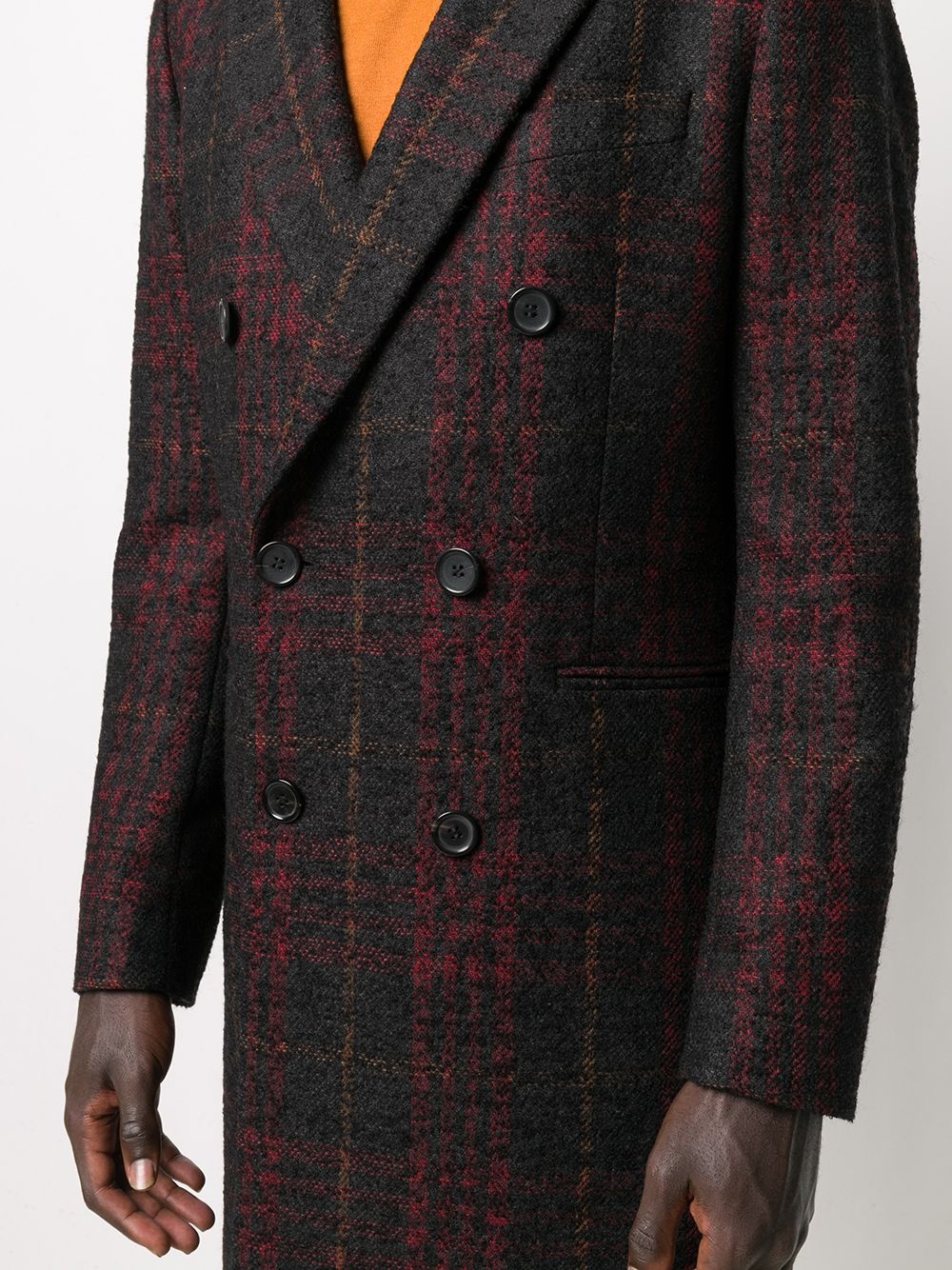 wool-mix check coat - 5