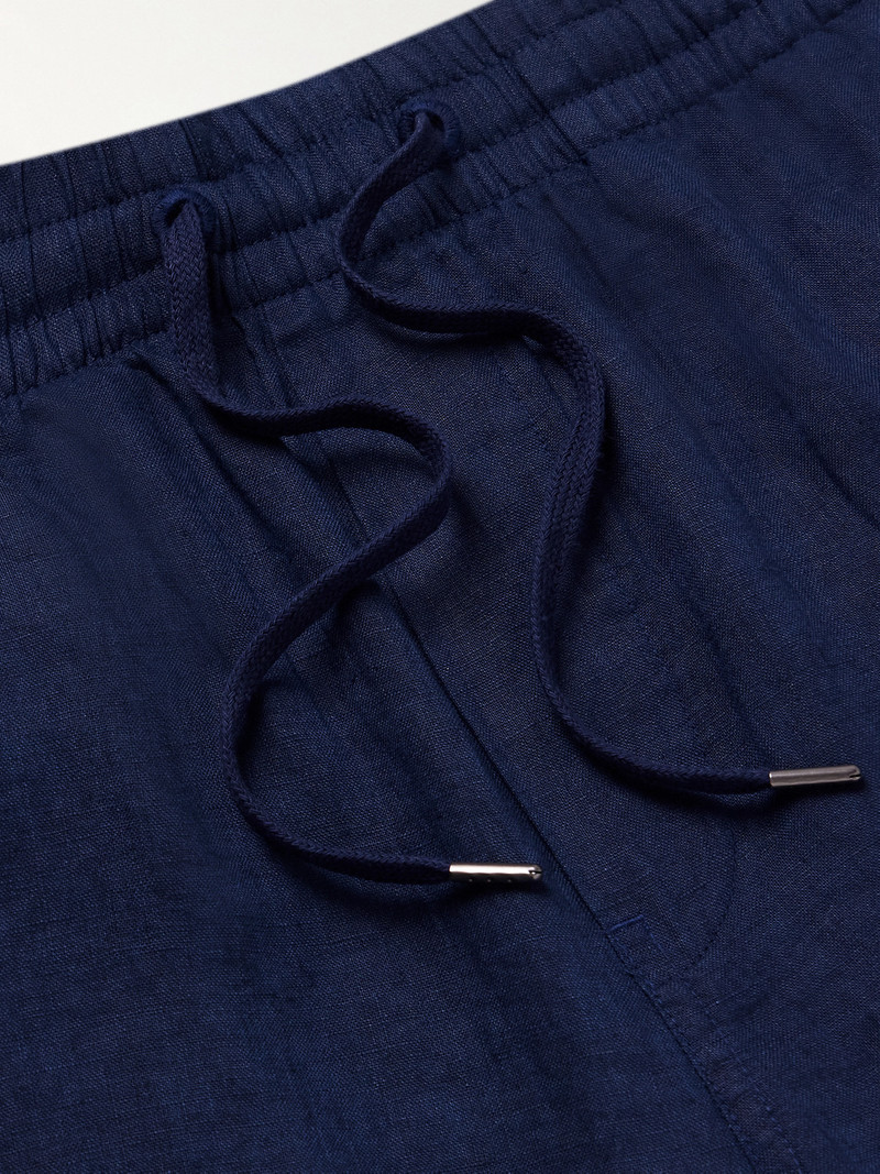 Prepster Straight-Leg Logo-Embroidered Linen Drawstring Shorts 6
