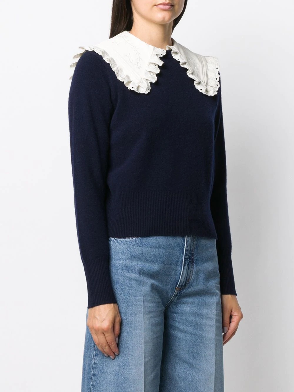 contrast-collar jumper - 3