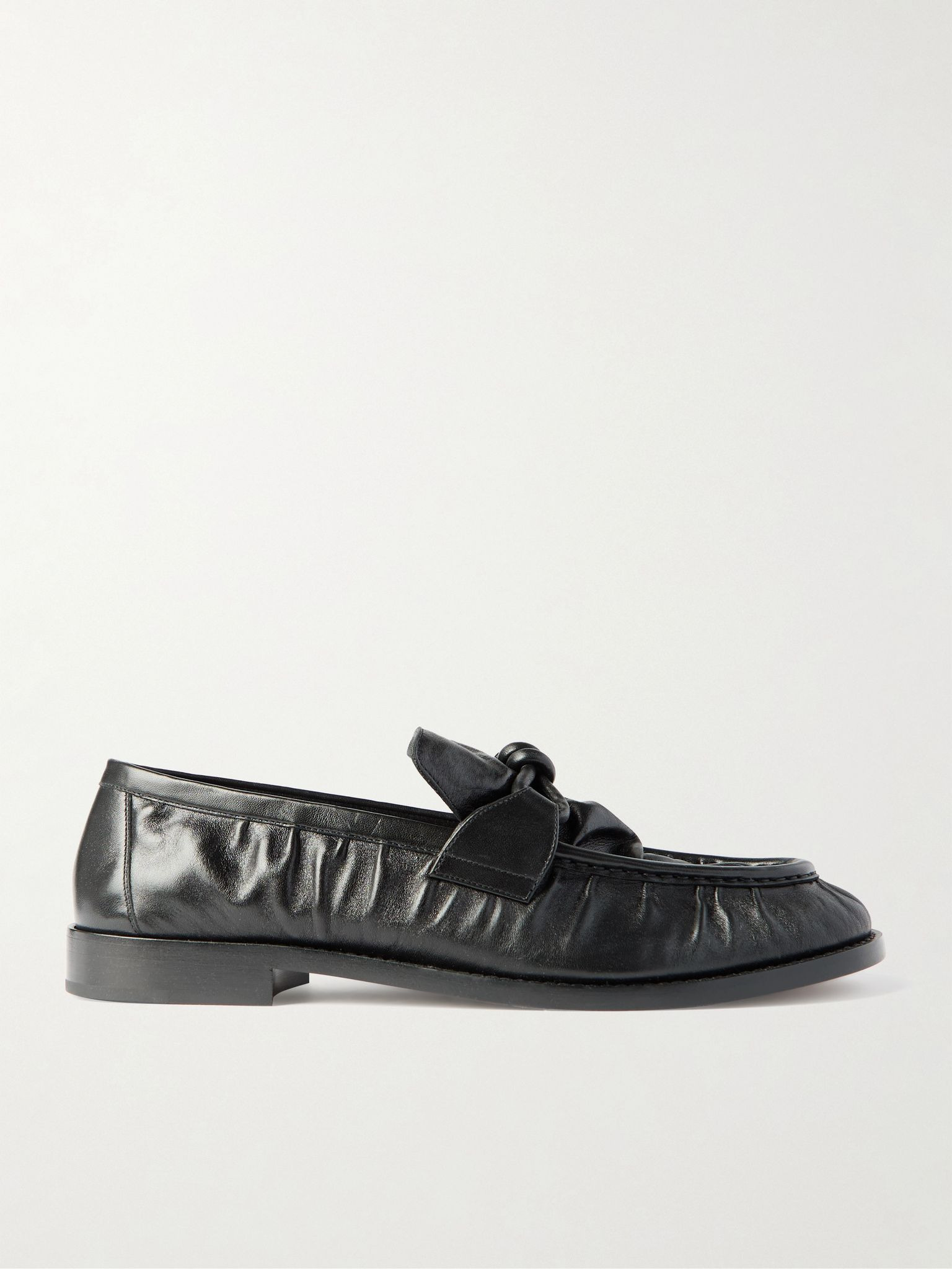 Astaire knotted crinkled-leather loafers Black - 1