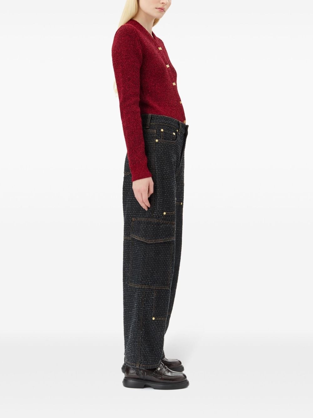 buttoned long sleeve cardigan - 3