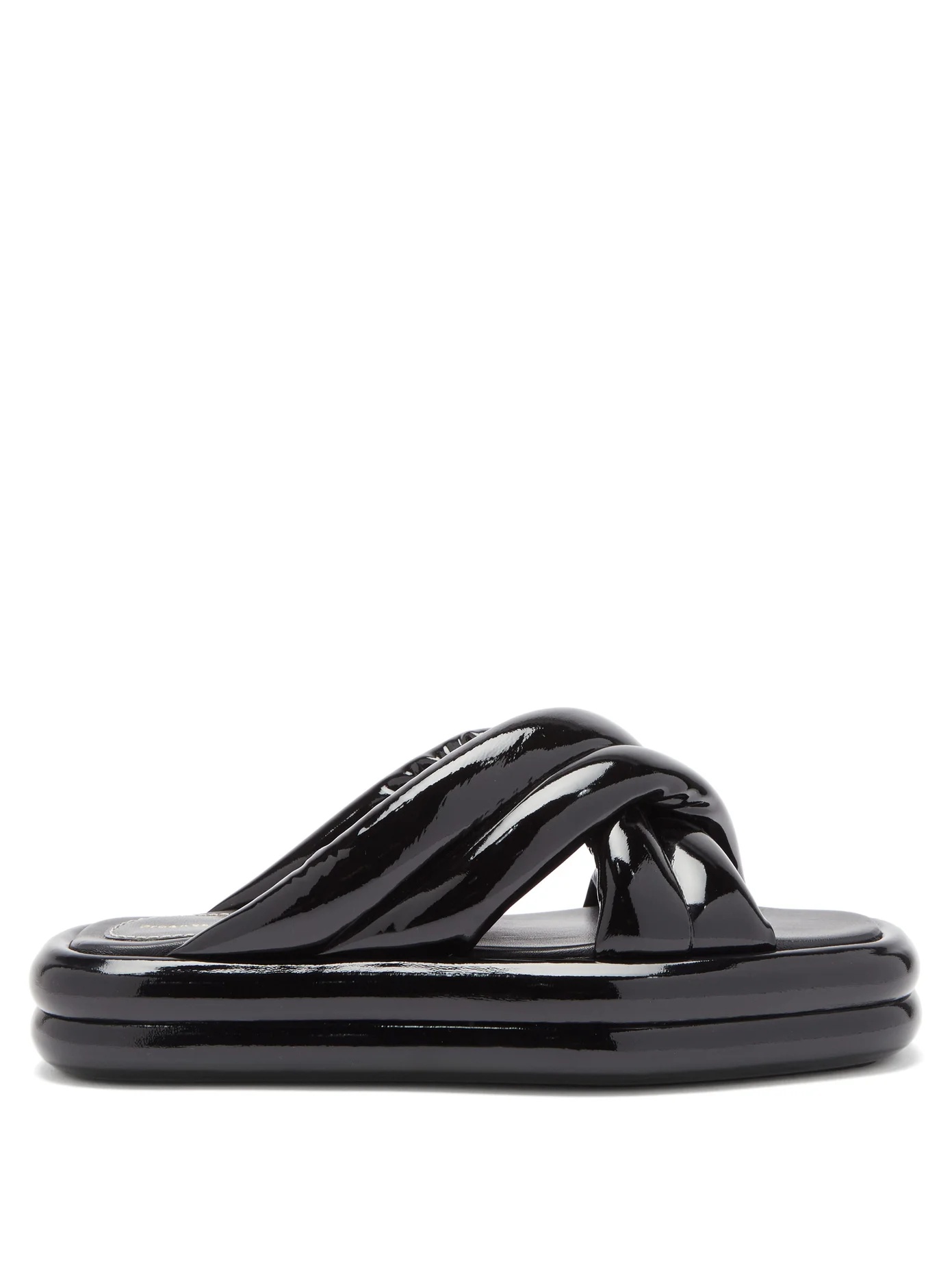 Padded patent-leather slides - 1