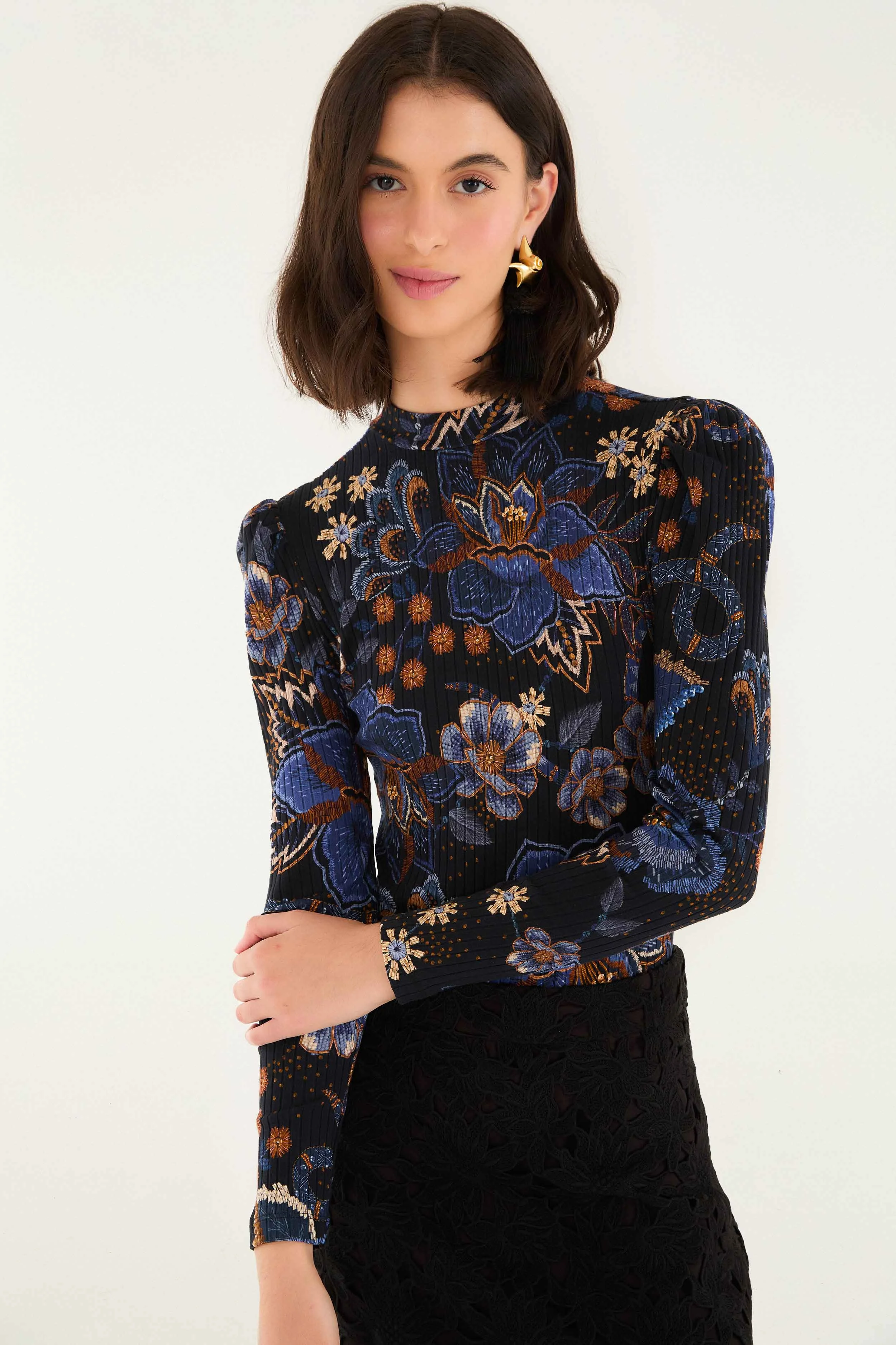 FARM RIO Black Snakes Bouquet Organic Cotton Bodysuit - 339752 | REVERSIBLE