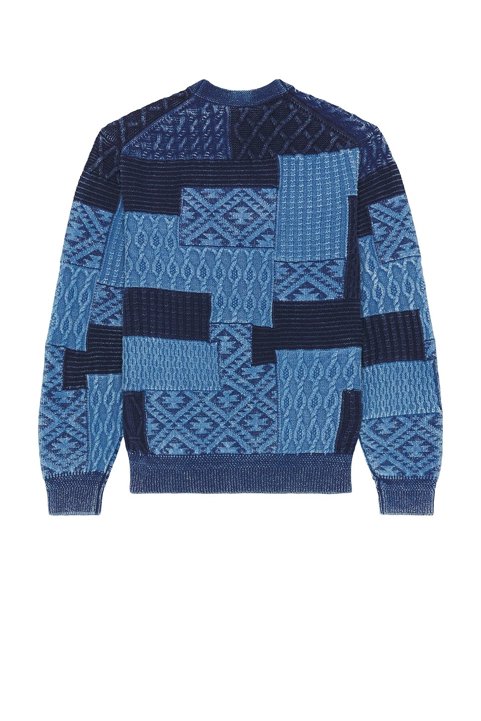 Cardigan Indigo Patchwork Like Jacquard - 2