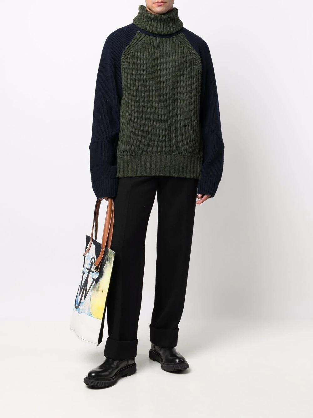 detachable-neck two-tone knit jumper - 2