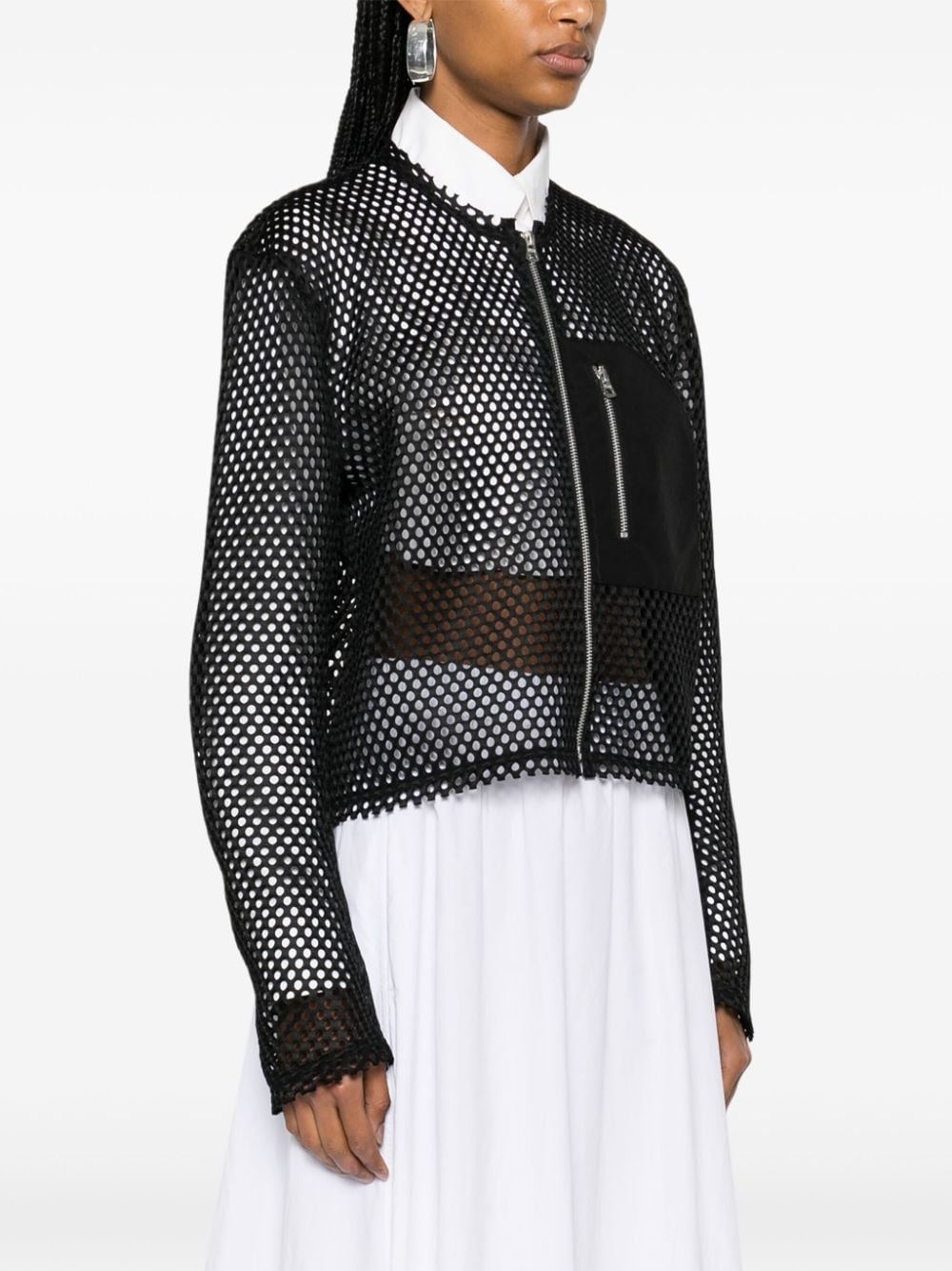perforated zip-up jacket - 3