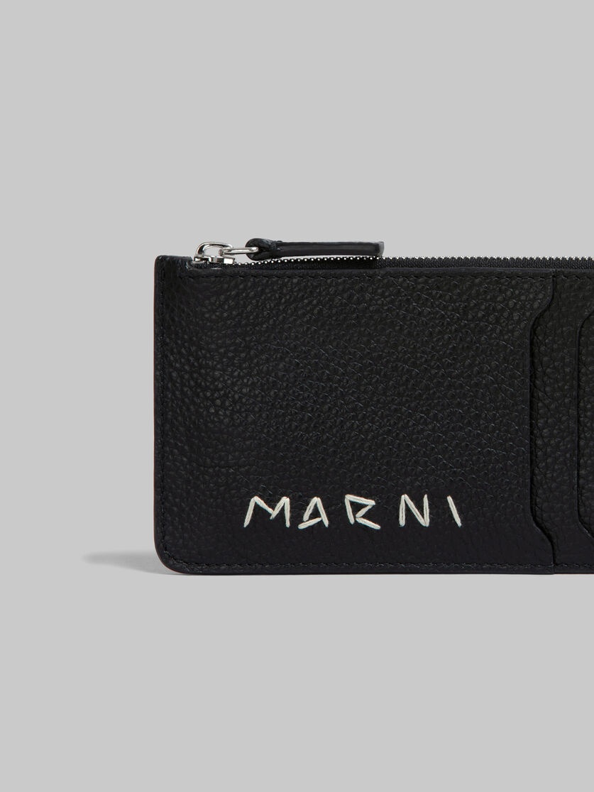 BLACK LEATHER CARD CASE WITH MARNI MENDING - 4