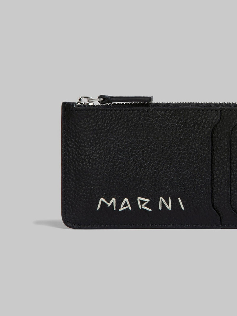 Marni BLACK LEATHER CARD CASE WITH MARNI MENDING outlook