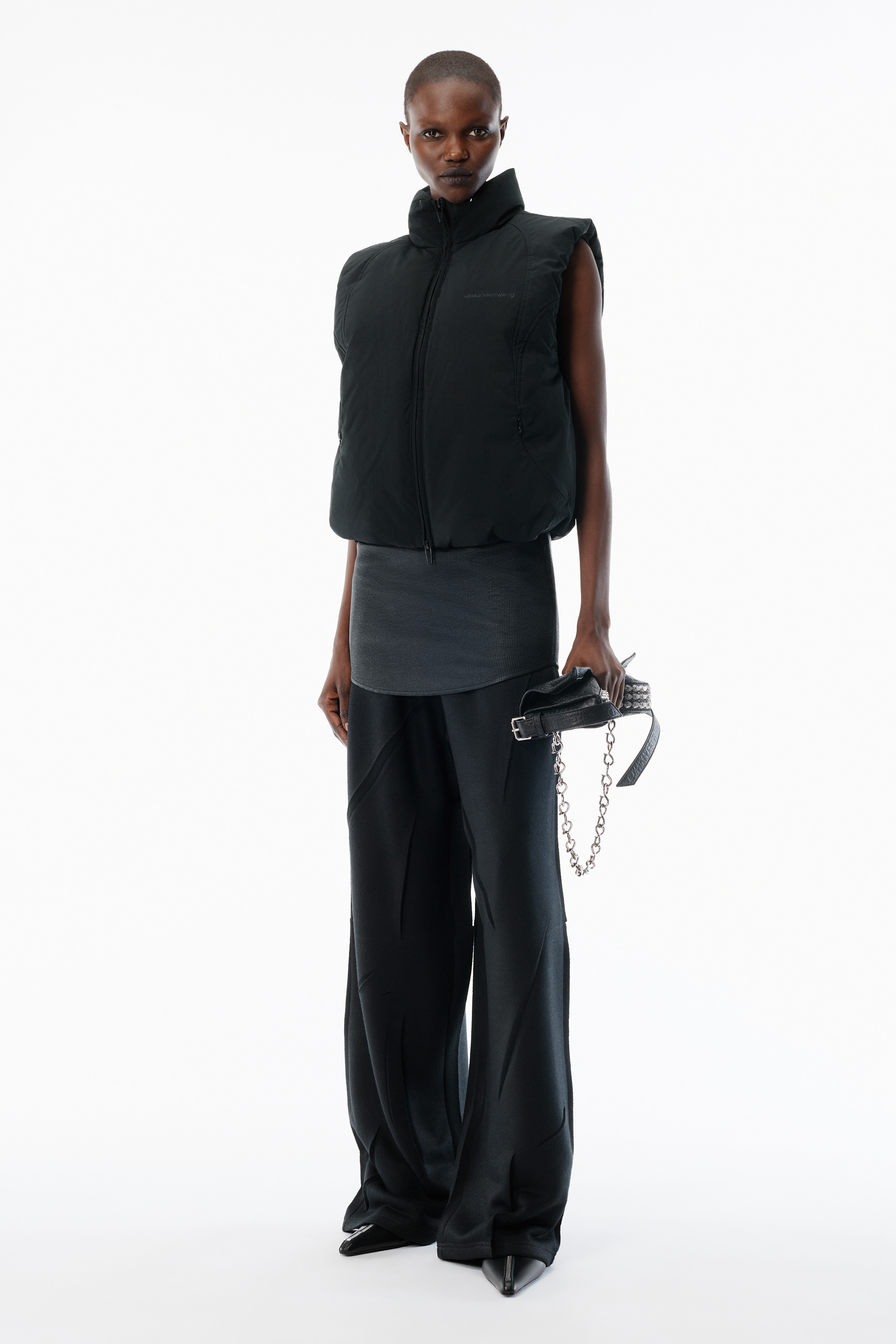 Black Essential Puffer Vest - 2