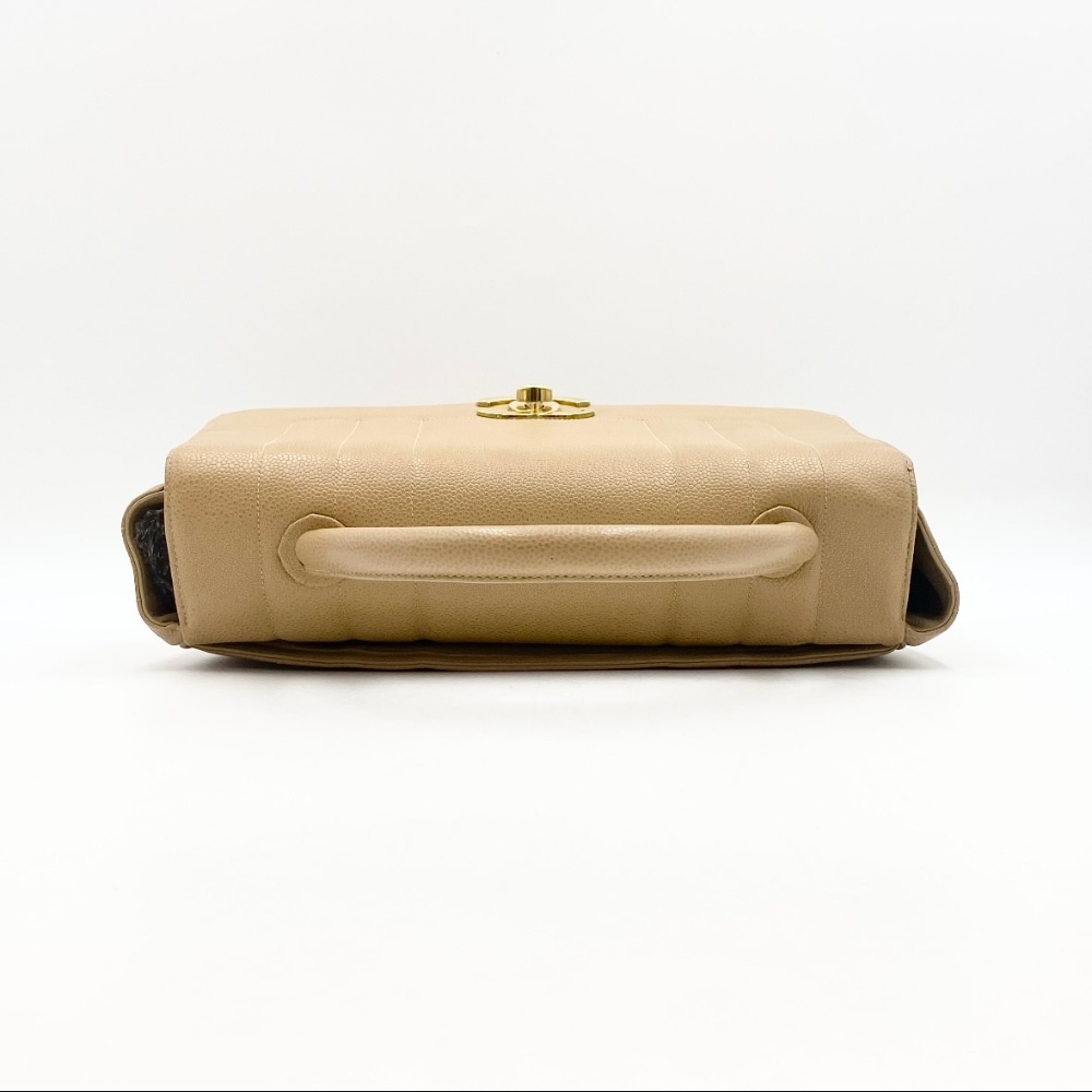 Chanel No.3 Beige Caviar Top Handle Bag - 5