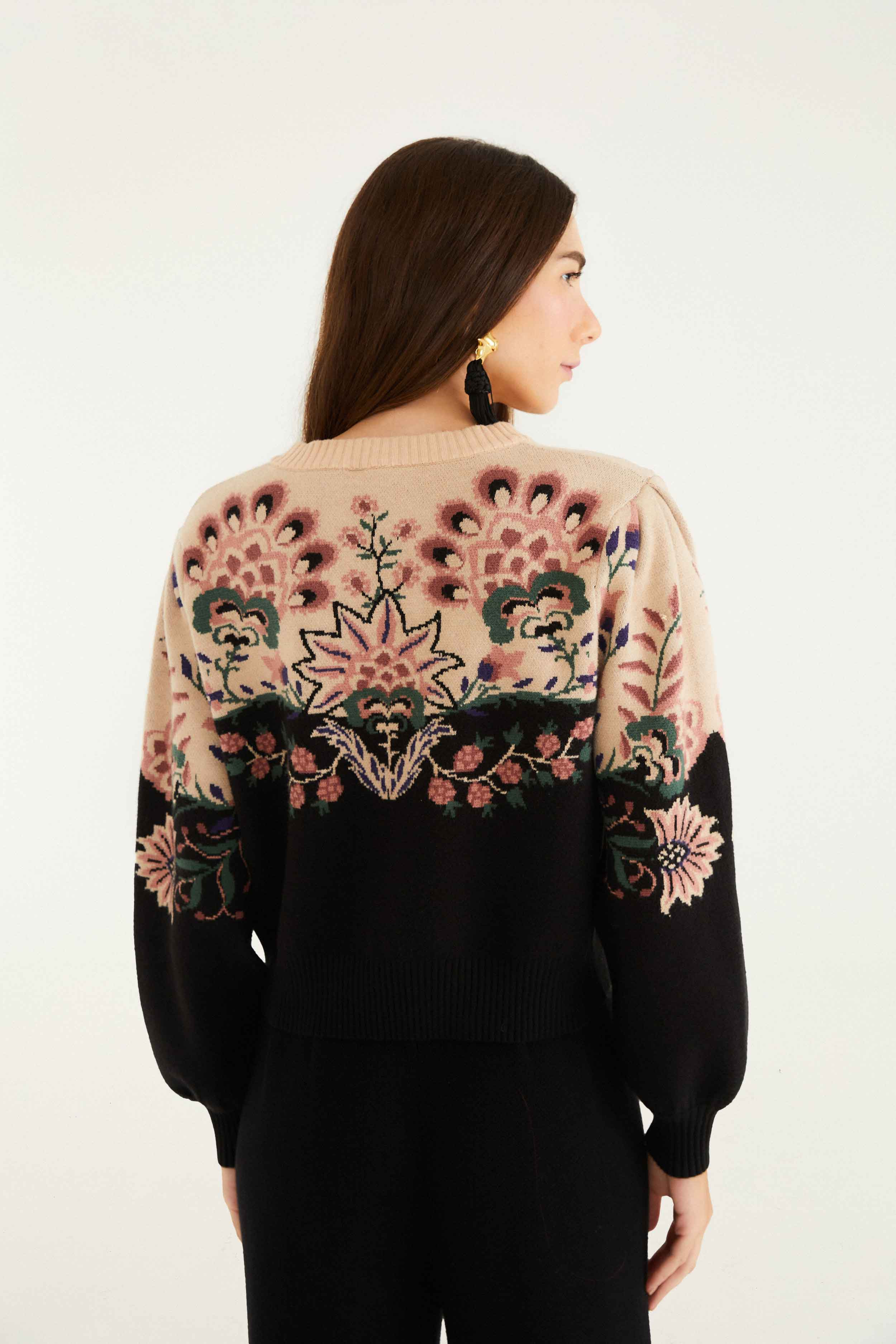 Belle Garden Mixed Knit Cardigan - 3