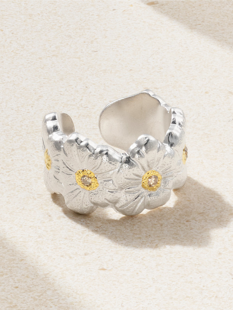 Blossoms Eternelle Sterling Silver And Gold Vermeil Diamond Ring 1