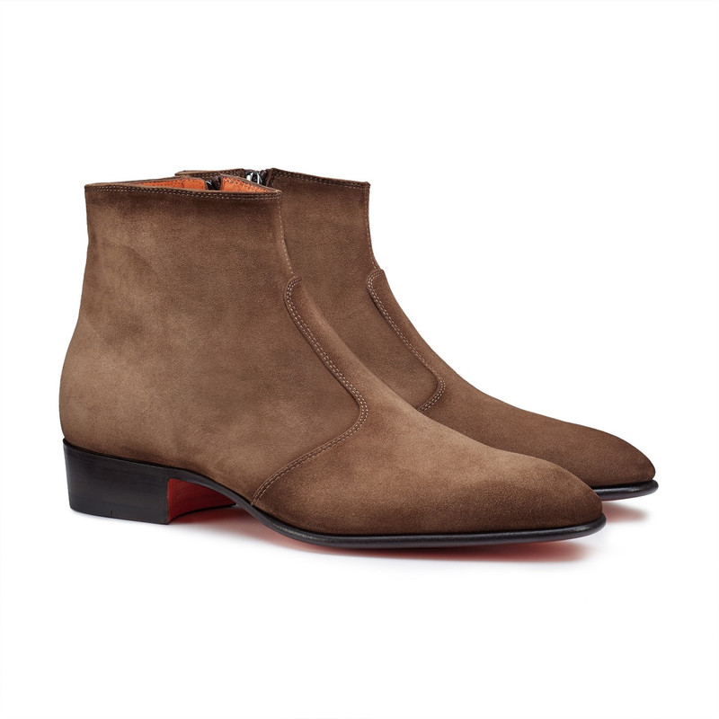 Santoni Men's brown suede ankle boot outlook