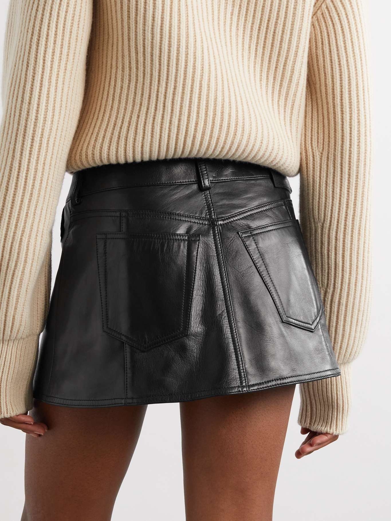 Alexander McQueen Pleated leather mini skirt Black | REVERSIBLE
