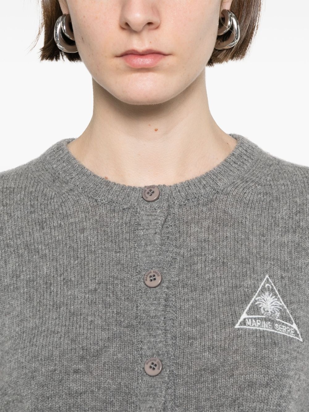 logo-embroidered cardigan - 5