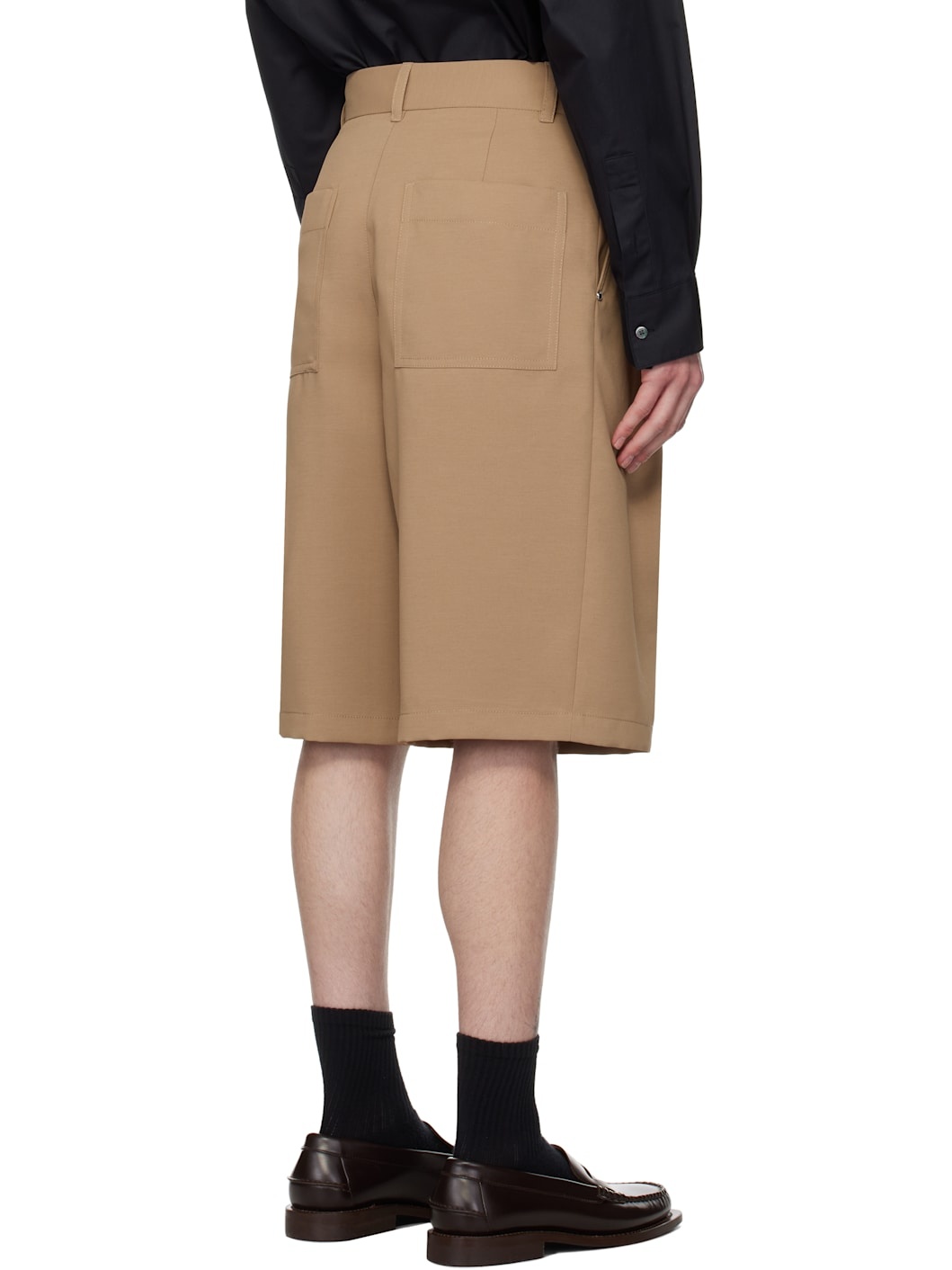 Tan Pleated Shorts - 3