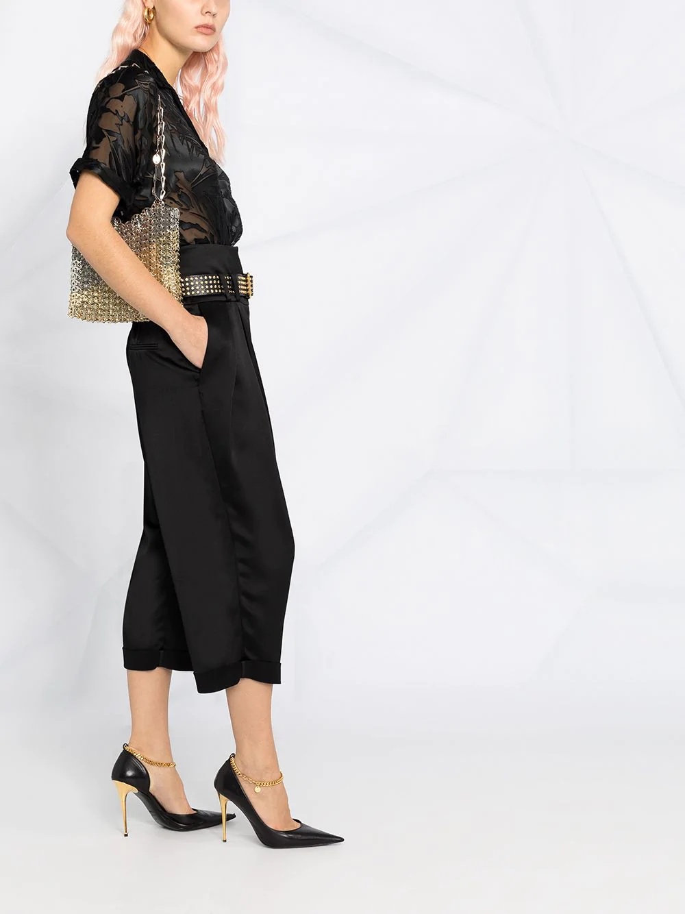 cropped satin trousers - 6