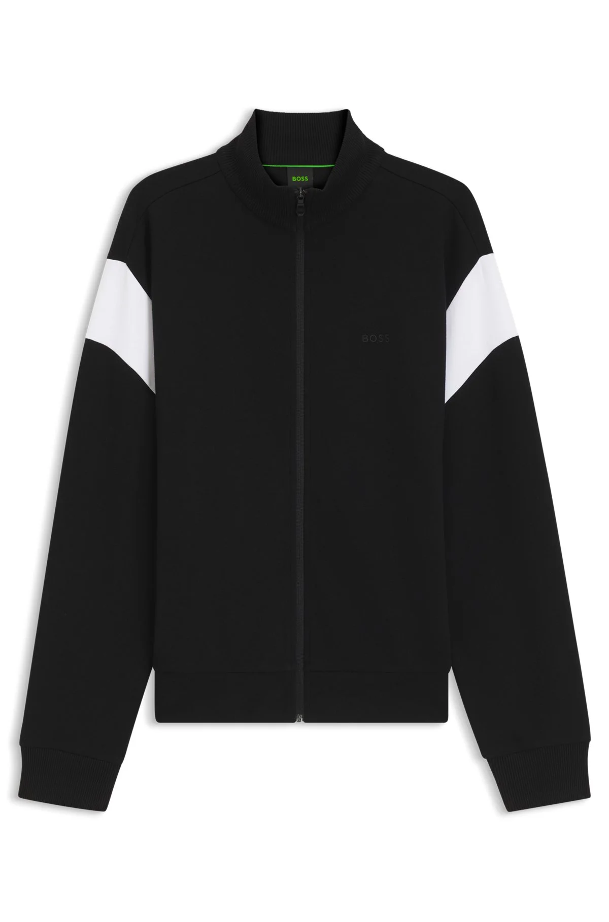ZIPPERED COTTON-BLEND SWEATSHIRT WITH CONTRAST INSERTS - 1