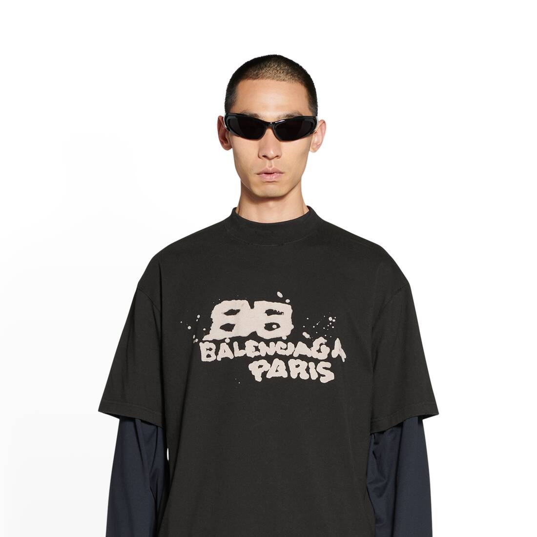 BALENCIAGA Hand-drawn Bb Icon T-shirt Medium Fit in Black