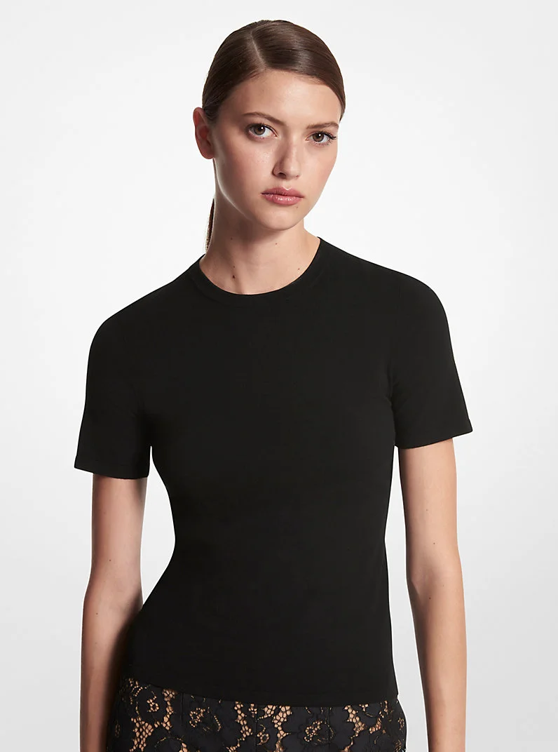 Stretch Viscose Short-Sleeve Sweater - 1