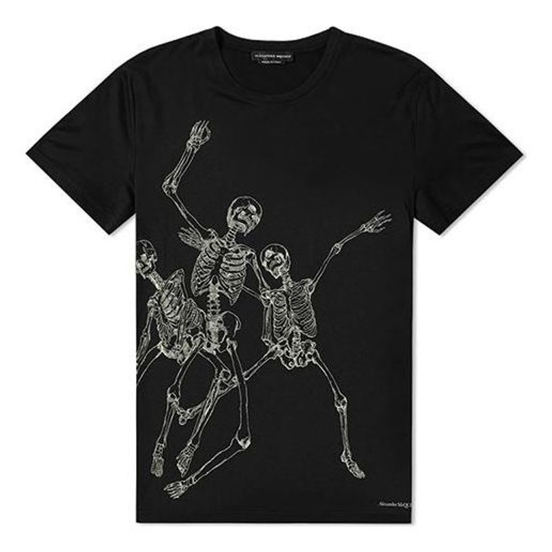 Alexander McQueen Cotton Skeleton Print Men's Black 550478-QMZ62-0901 1