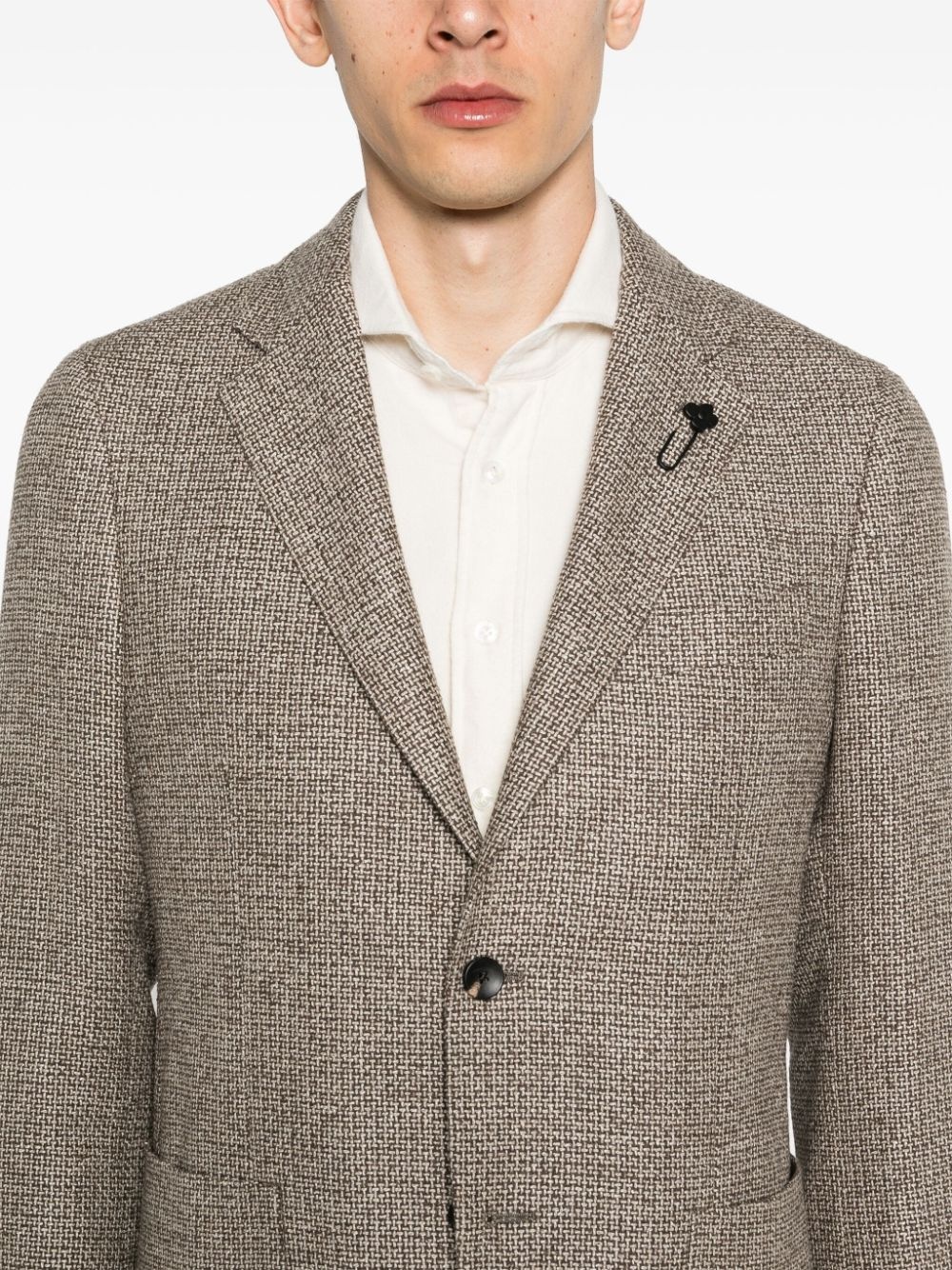 interwoven single-breasted blazer - 5
