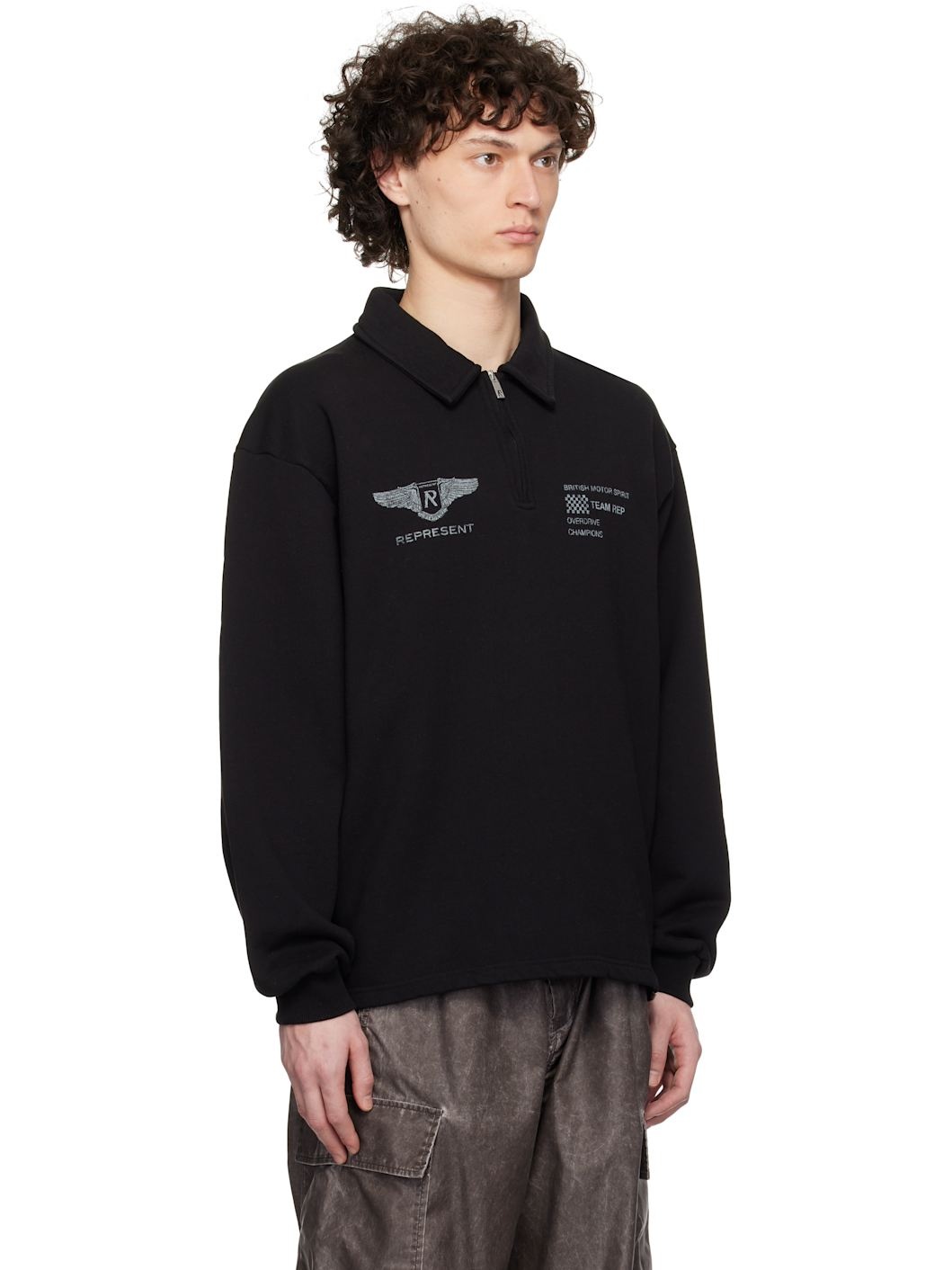 Black 'Team Rep' Quarter Zip Sweatshirt - 2