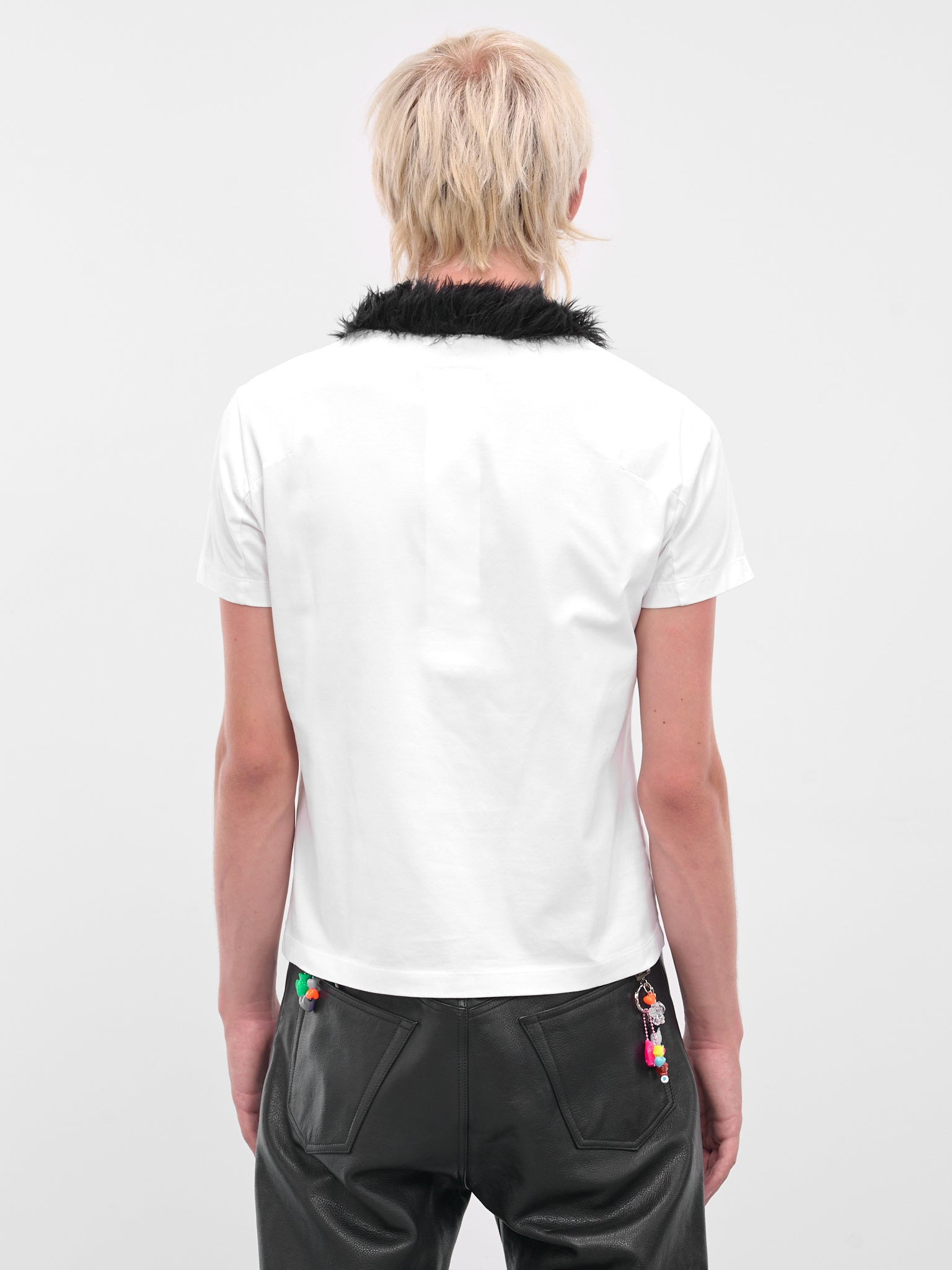 White Fur Trim Graphic Tee - 3