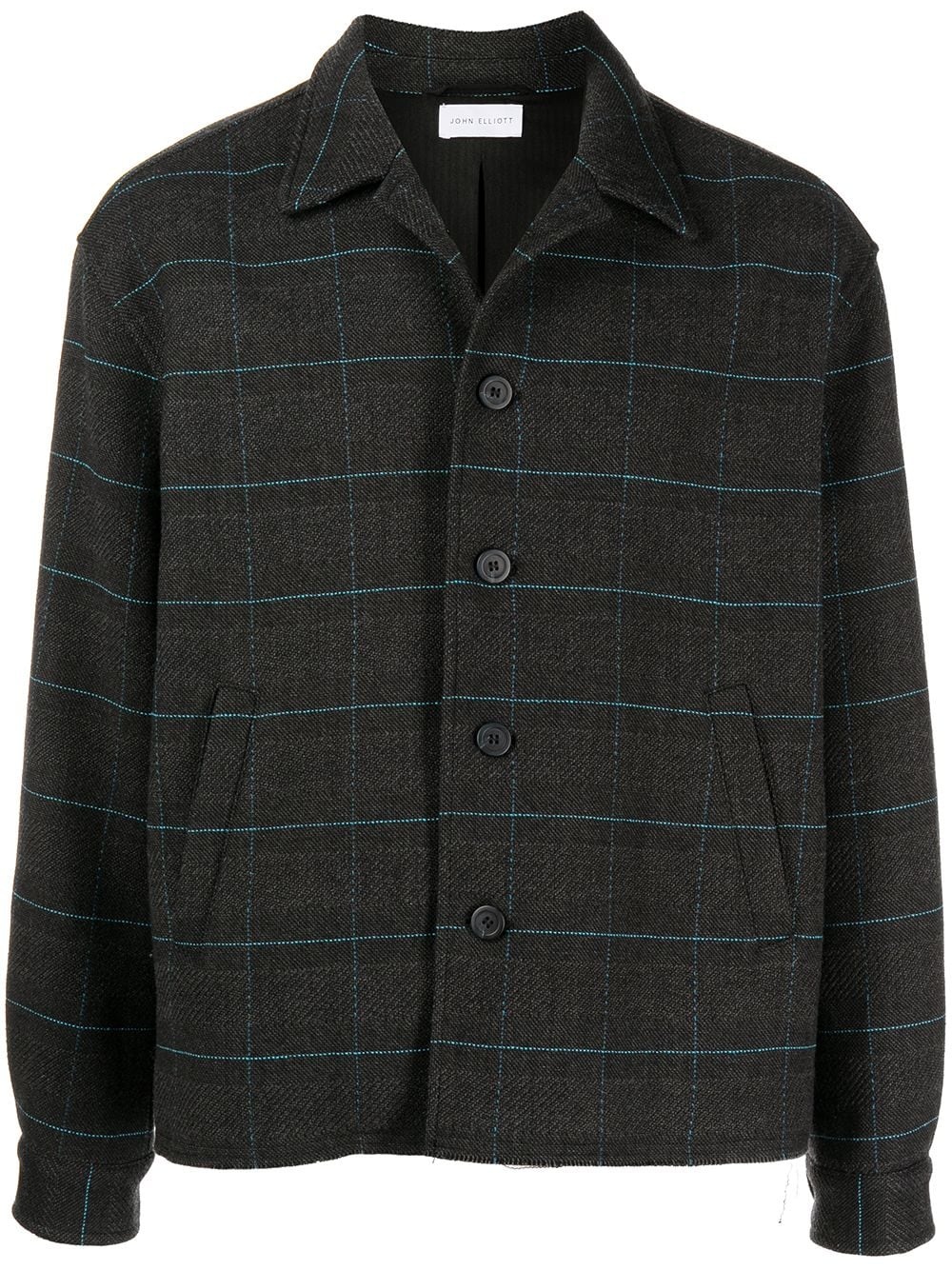 check-print button-up coat - 1