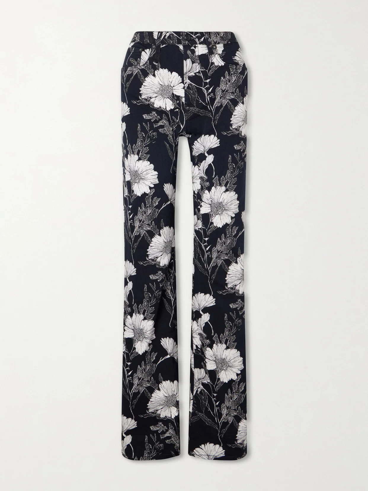 Jane Floral-print Mid-rise Straight-leg Jeans - 1