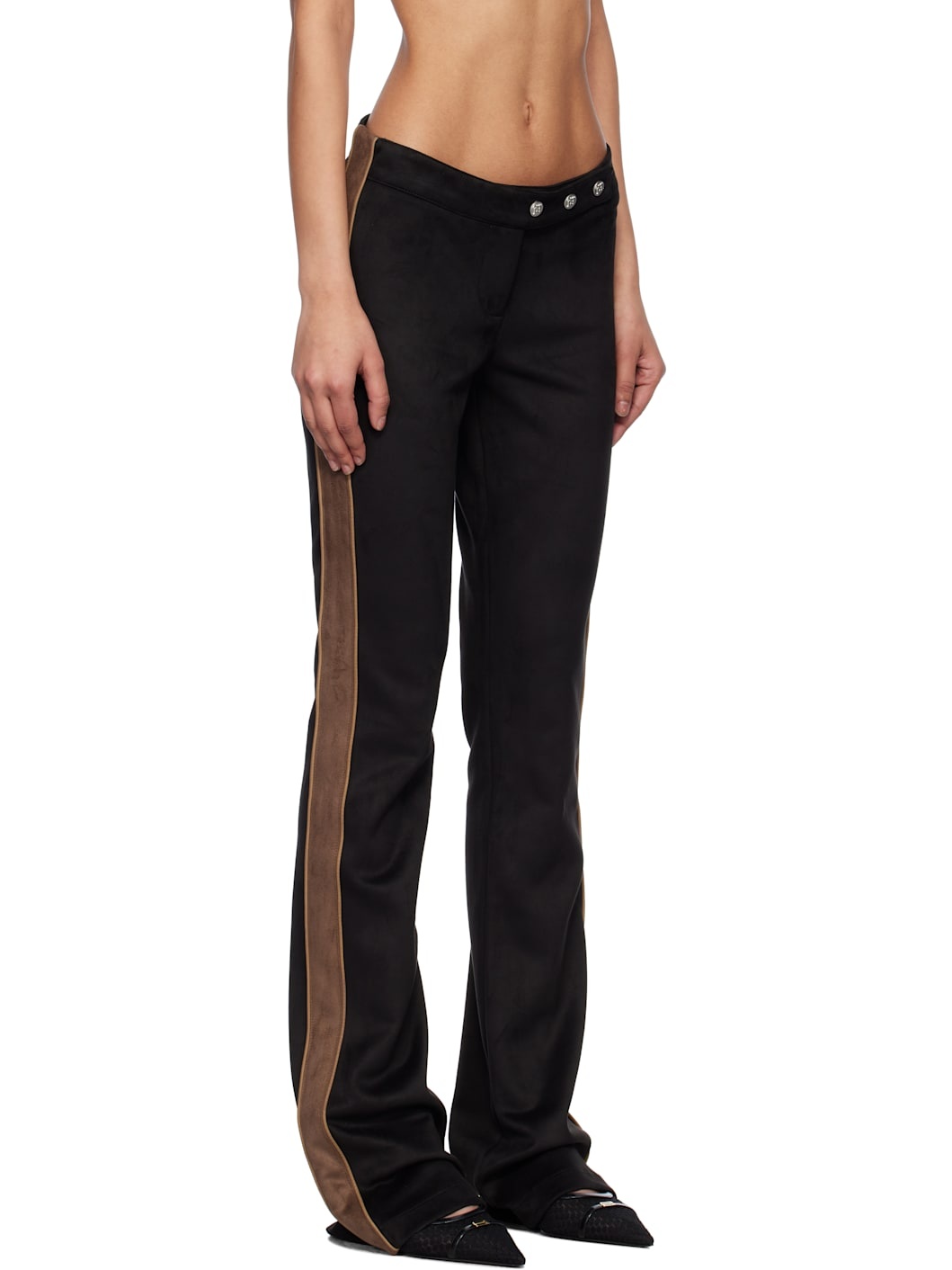 Black Moto Faux-Suede Trousers - 2