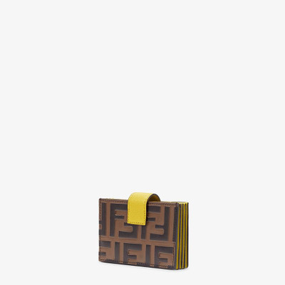 FENDI Yellow leather gusseted card holder outlook