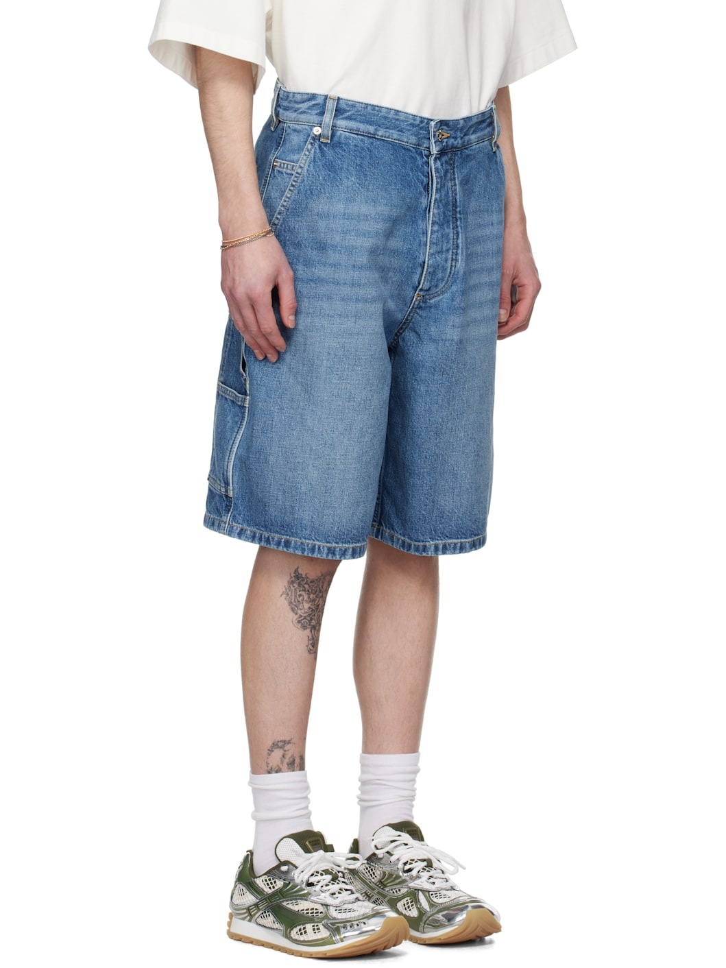 Blue Vintage Cargo Denim Shorts - 2