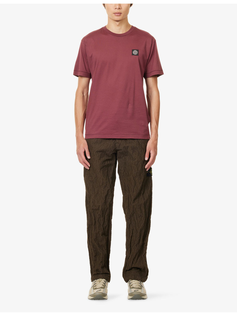Stone Island Embroidered Logo-Patch Crewneck Cotton T-Shirt outlook