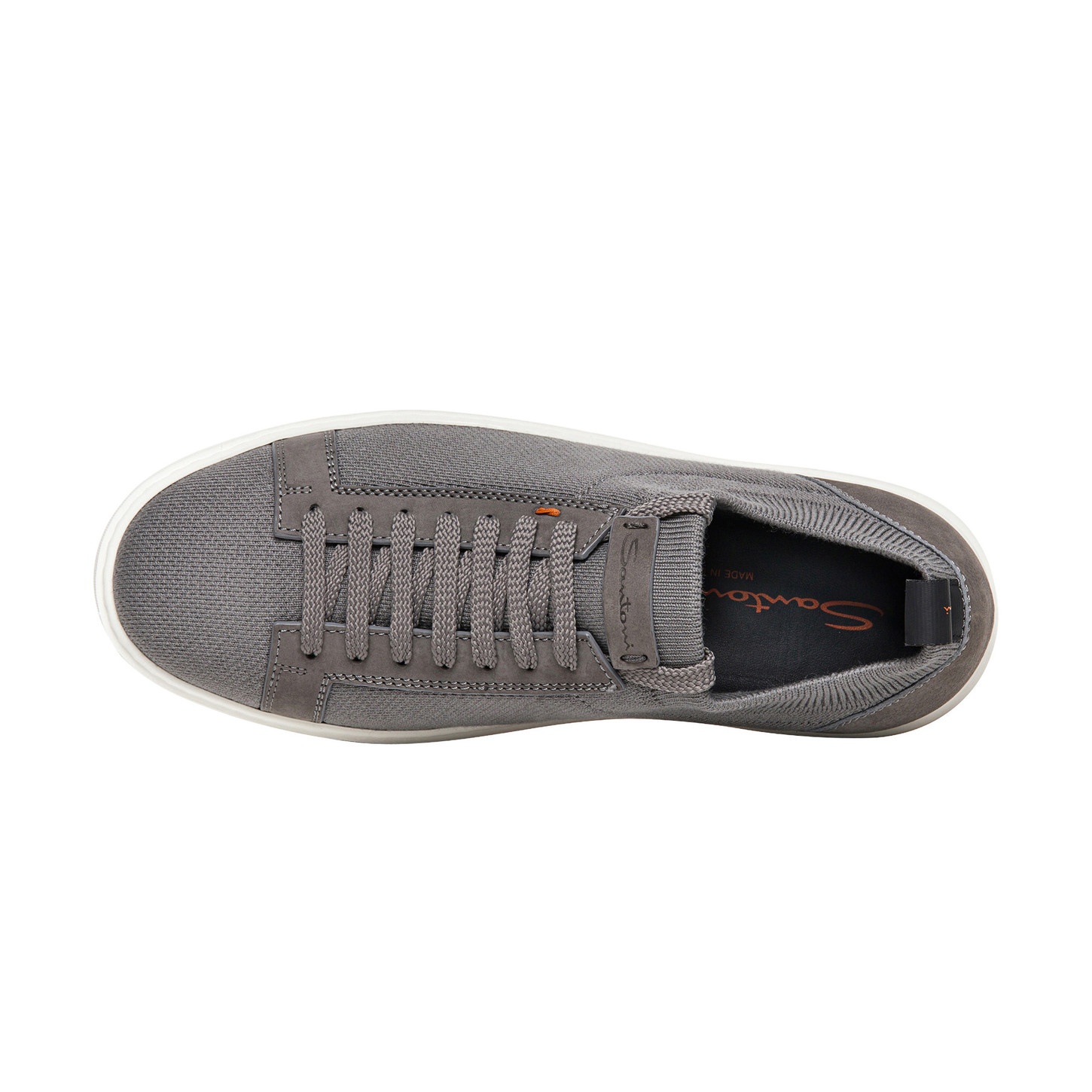 Men's grey nubuck and stretch knit sneaker - 4