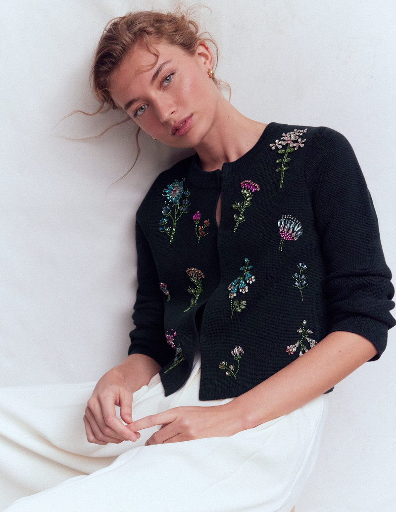 Embellished Knit Cardigan-Navy 1