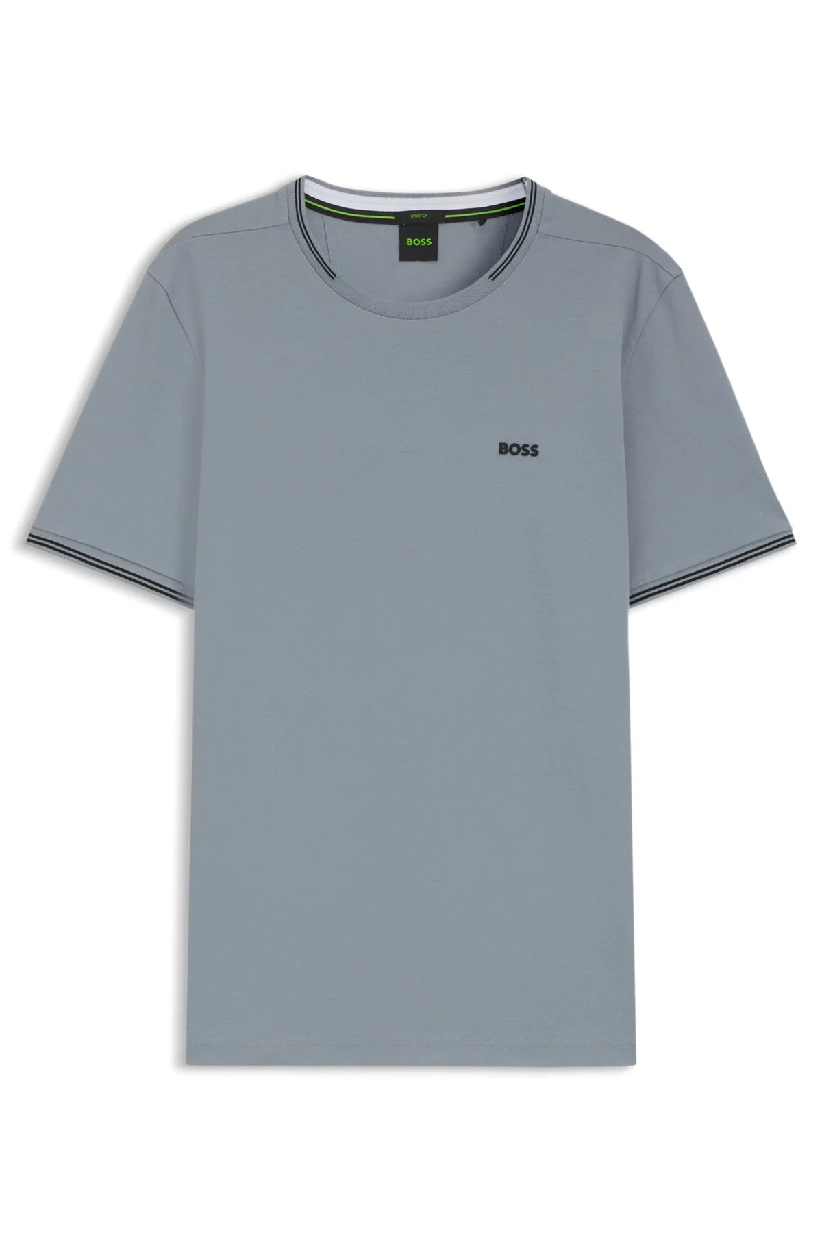 STRETCH-COTTON T-SHIRT WITH STRIPES AND LOGO - 1