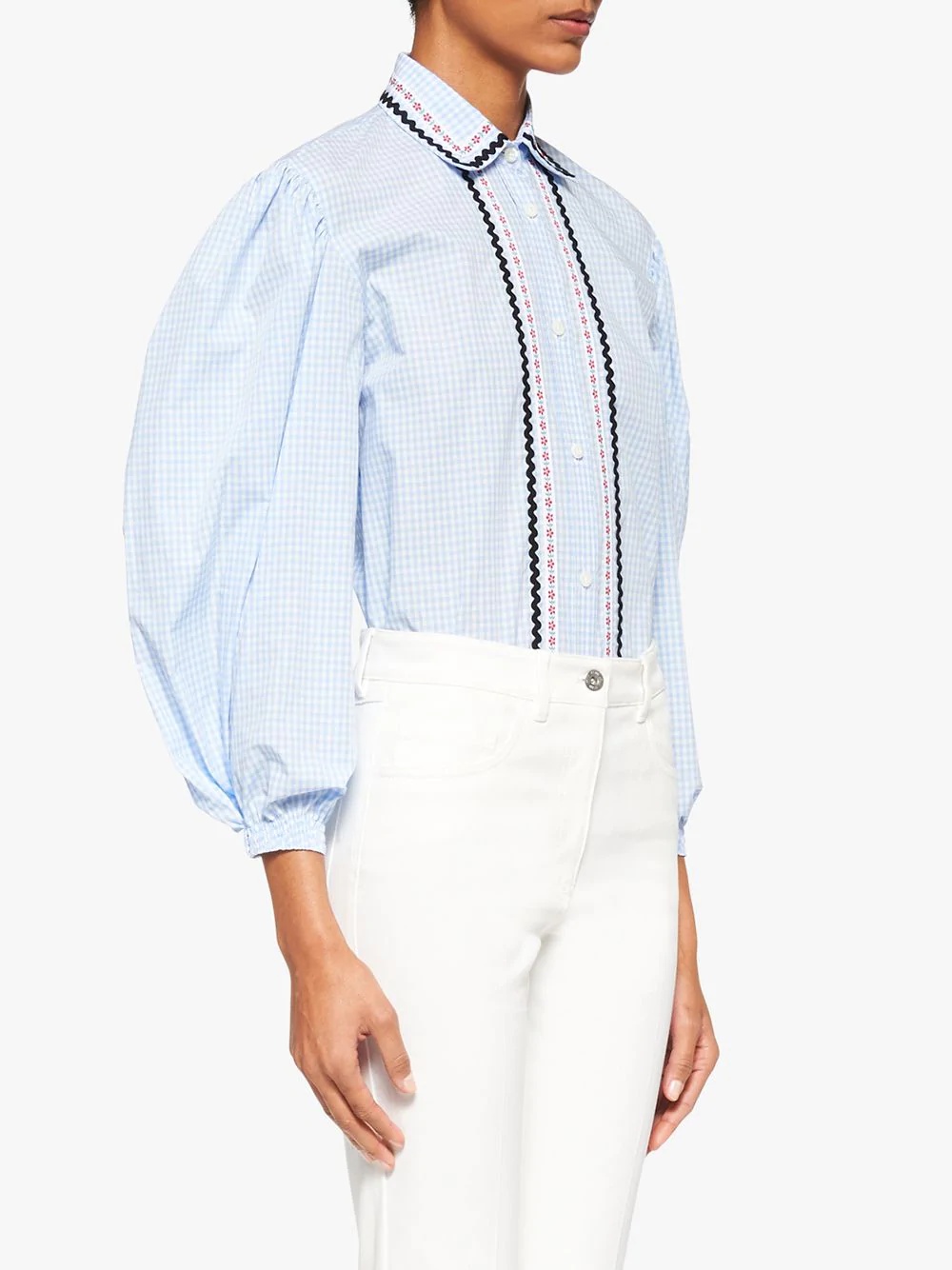 gingham embroidered shirt - 3