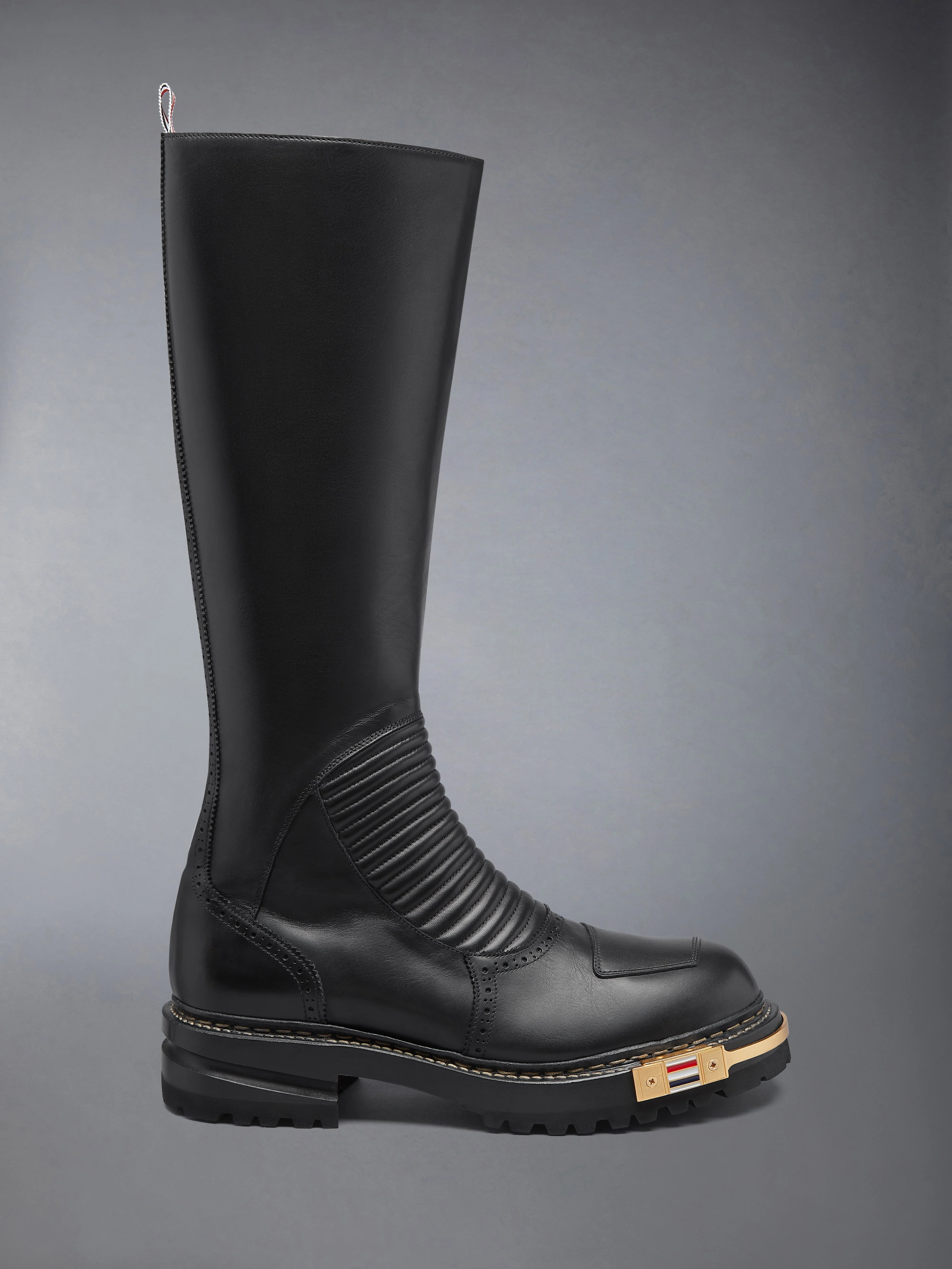 LEATHER MOTO KNEE HIGH BOOT - 1