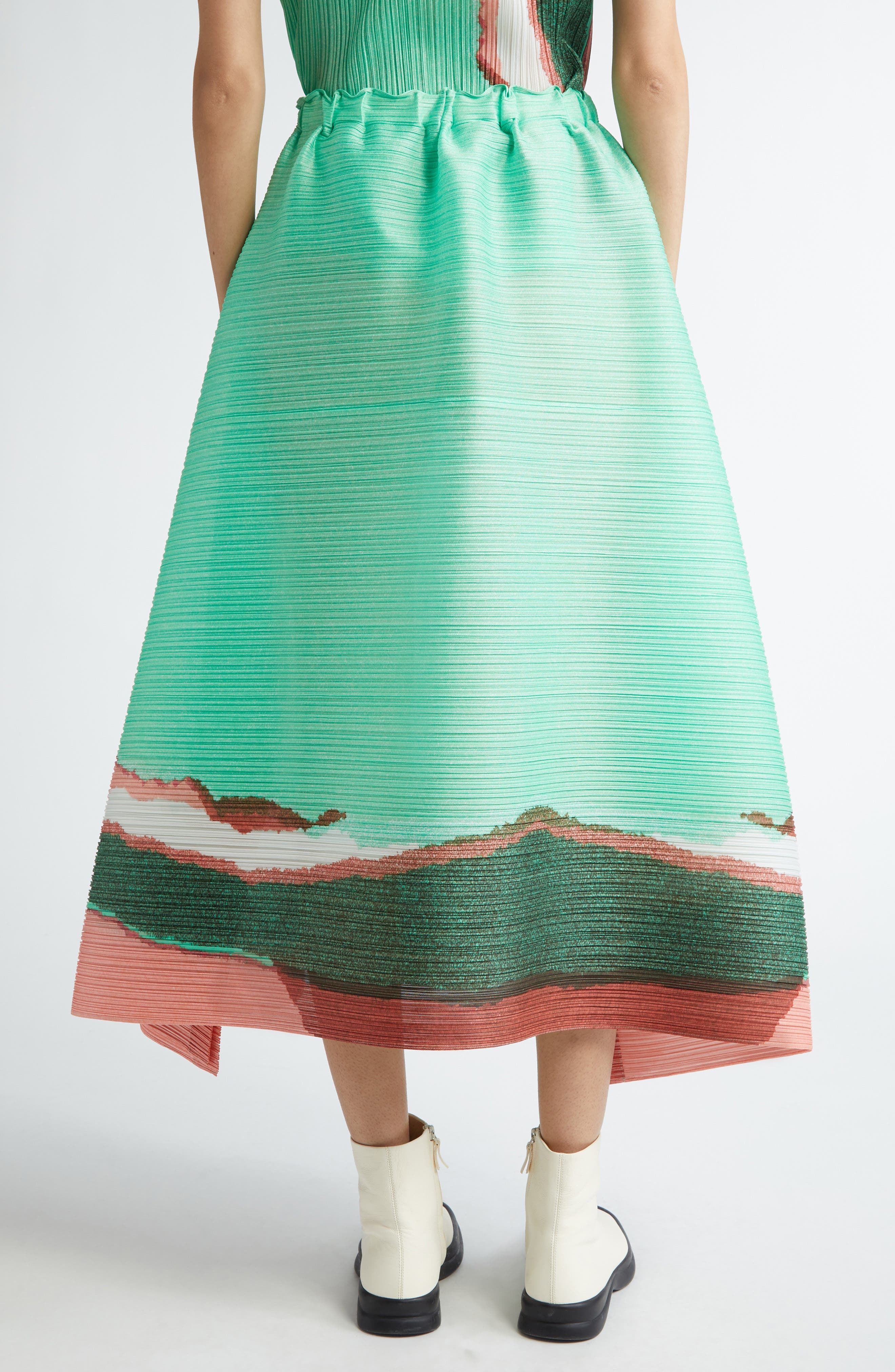 Pleats Please Issey Miyake Grainy Colors Pleated Midi Skirt in Mint Green at Nordstrom - 3