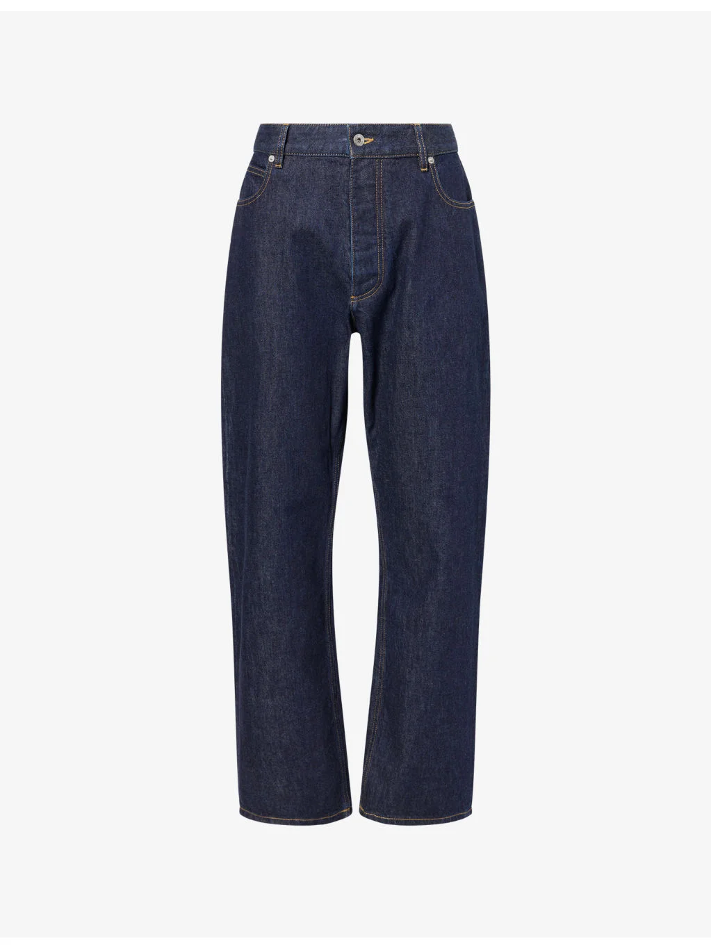 Contrast-Topstitch Wide-Leg Denim Jeans - 1