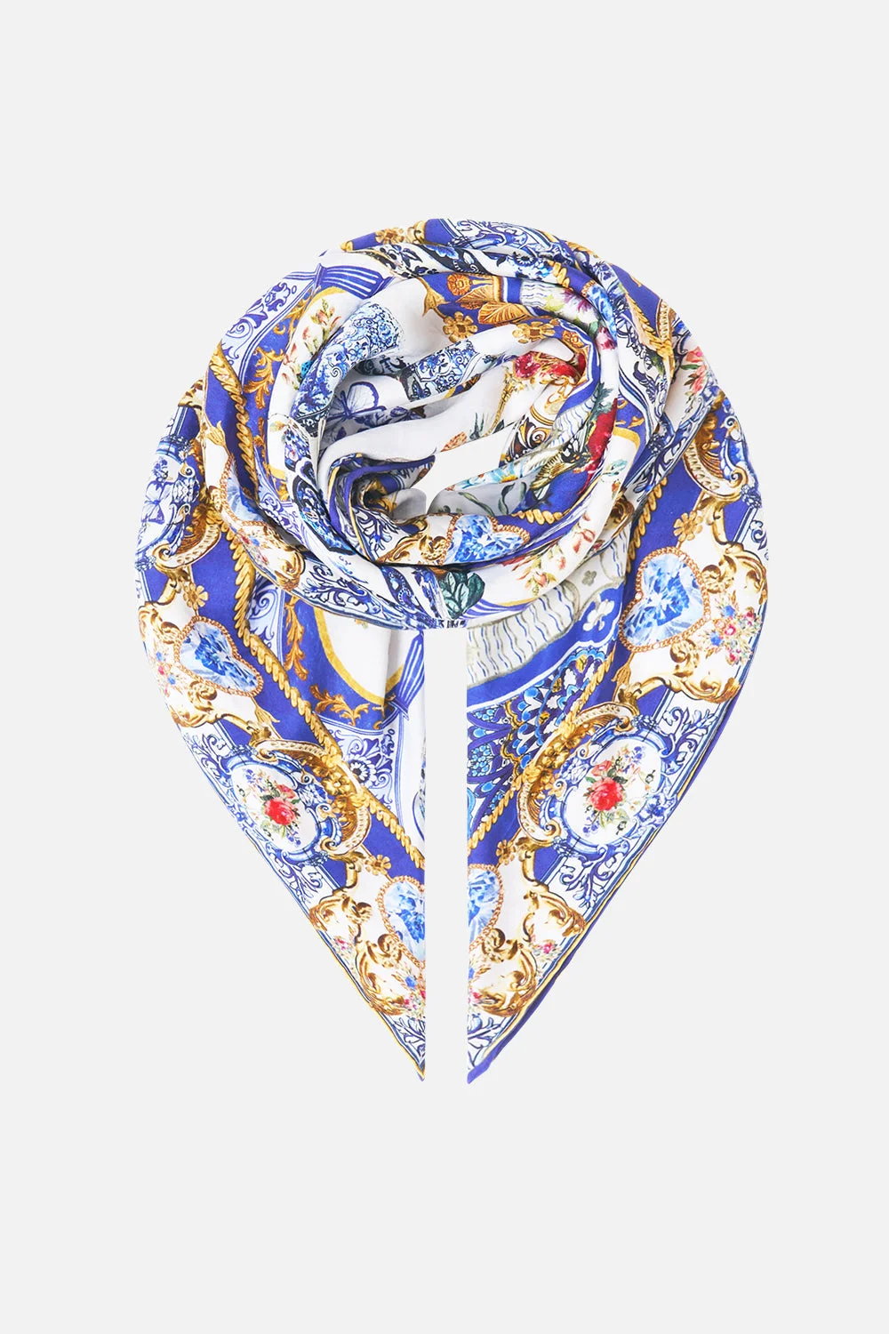 LARGE CRYSTALLED SILK SQUARE SCARF - 1