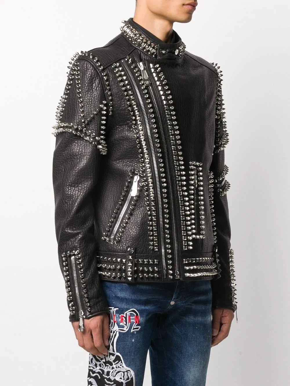 studded doberman biker jacket - 3