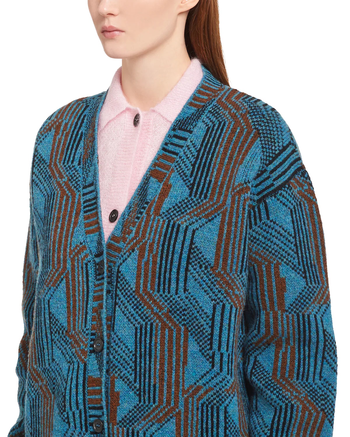 Oversized jacquard Shetland wool cardigan - 5