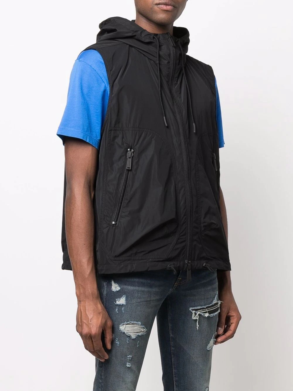 hooded zip-up gilet - 3