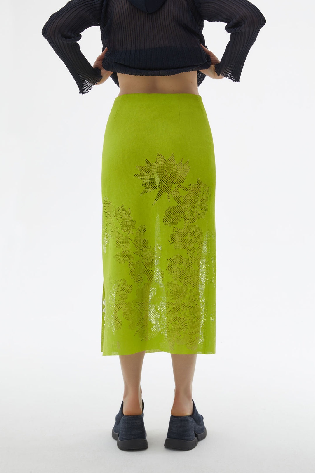 LIGHT GREEN JACQUARD KNIT RUBBER SKIRT - 4