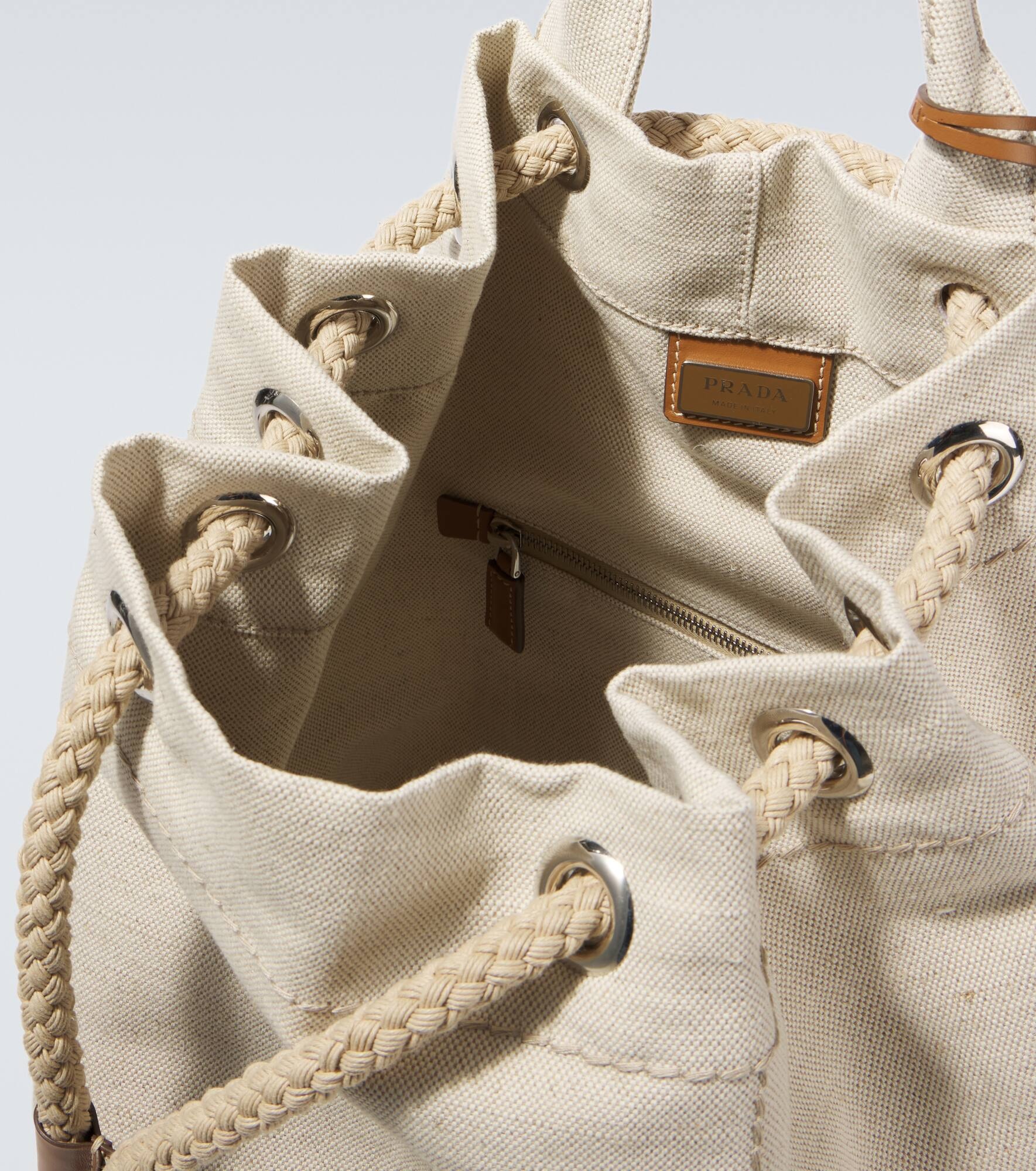 Embroidered canvas bucket bag - 4