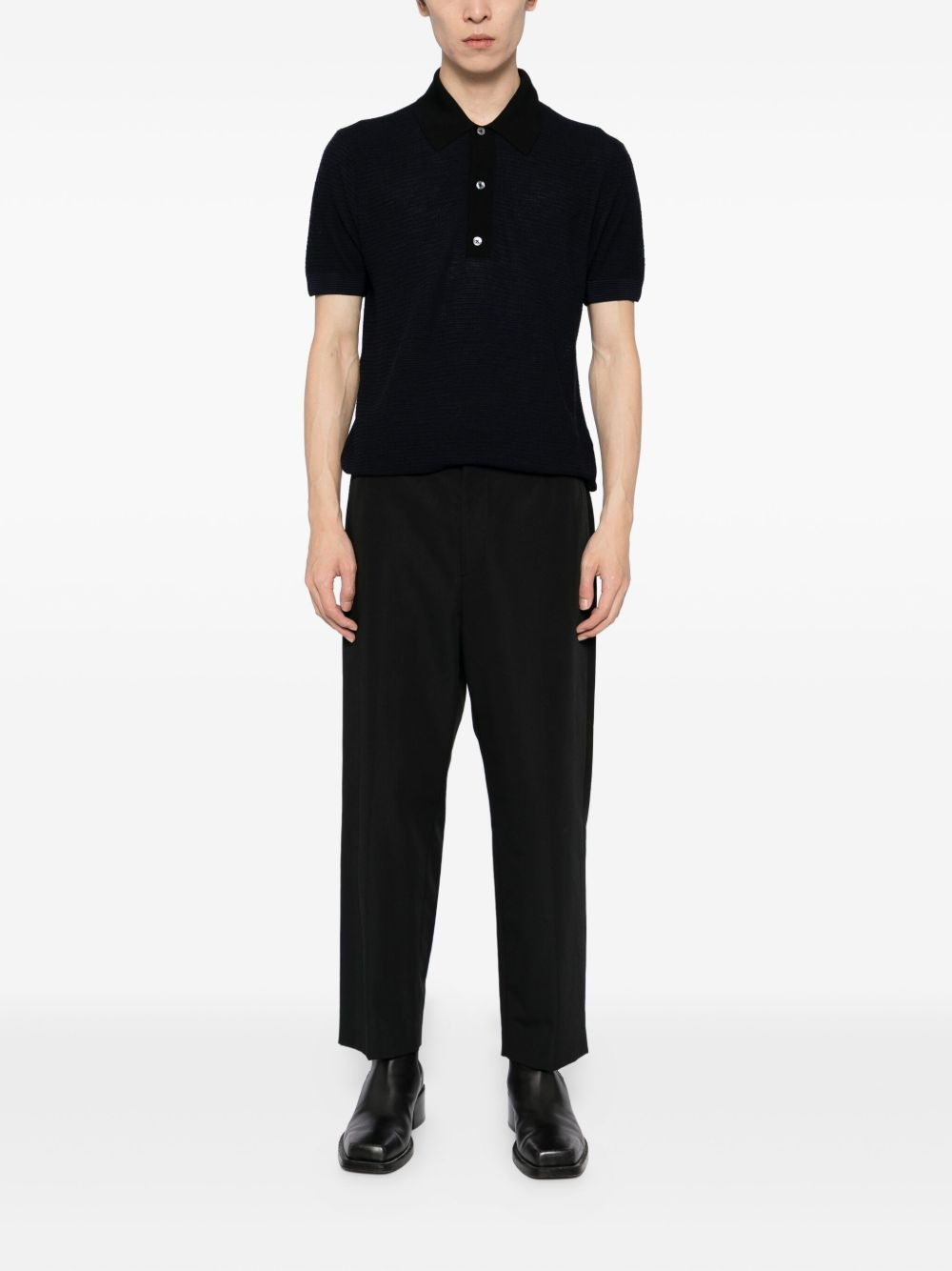textured wool polo shirt - 2