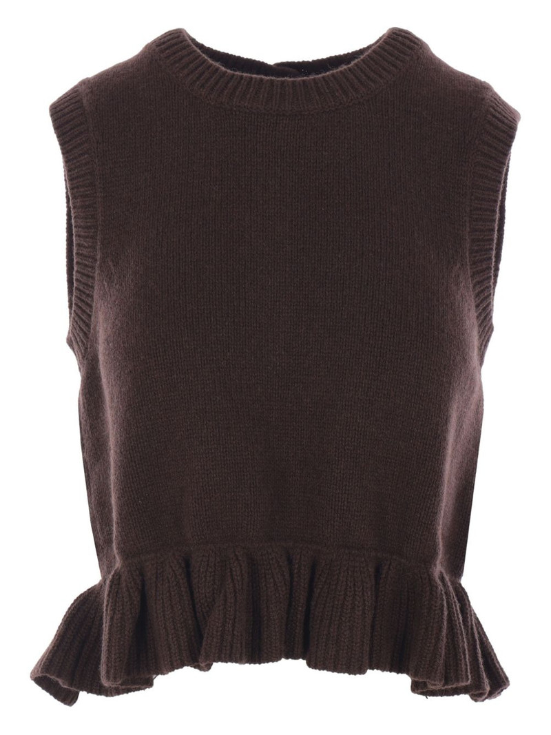 CECILIE BAHNSEN sleeveless cashmere-blend cardigan outlook