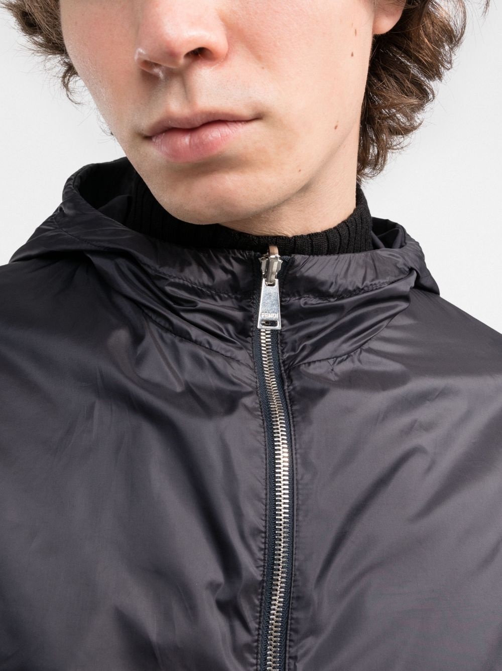 reversible logo-patch hooded jacket - 5